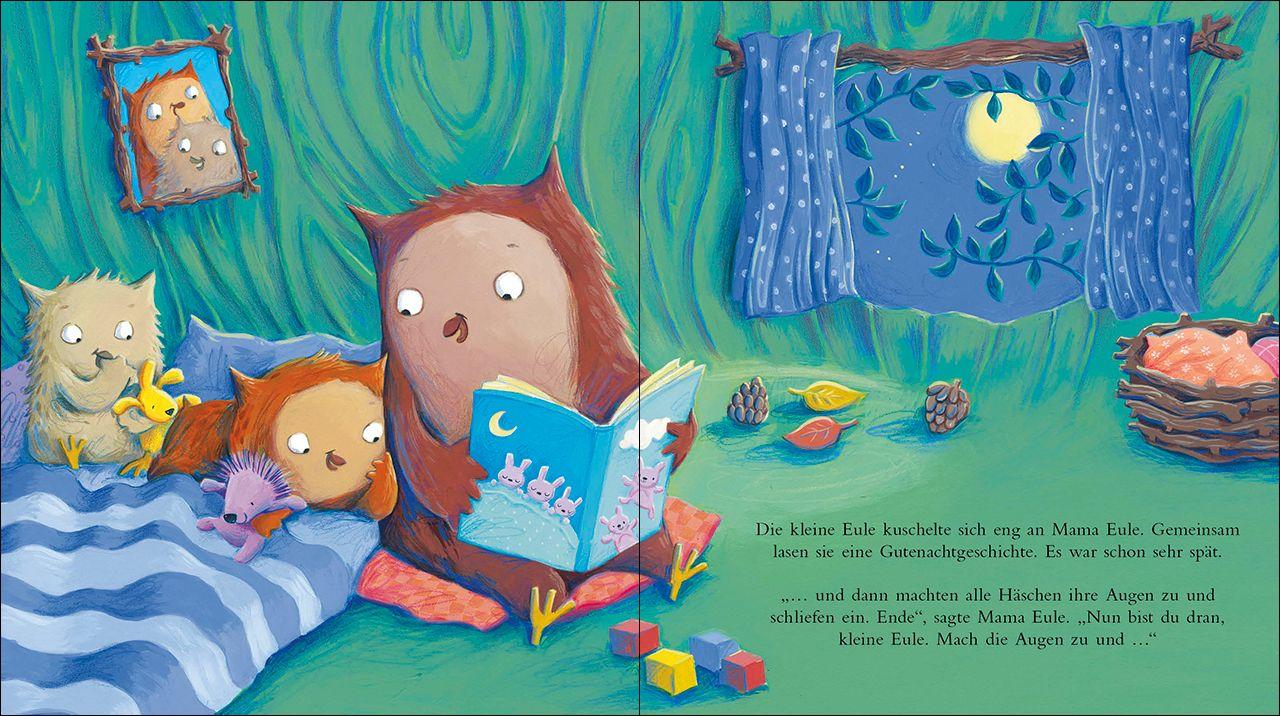 Beispielinhalt (Bild) Die kleine Eule will noch nicht ins Bett