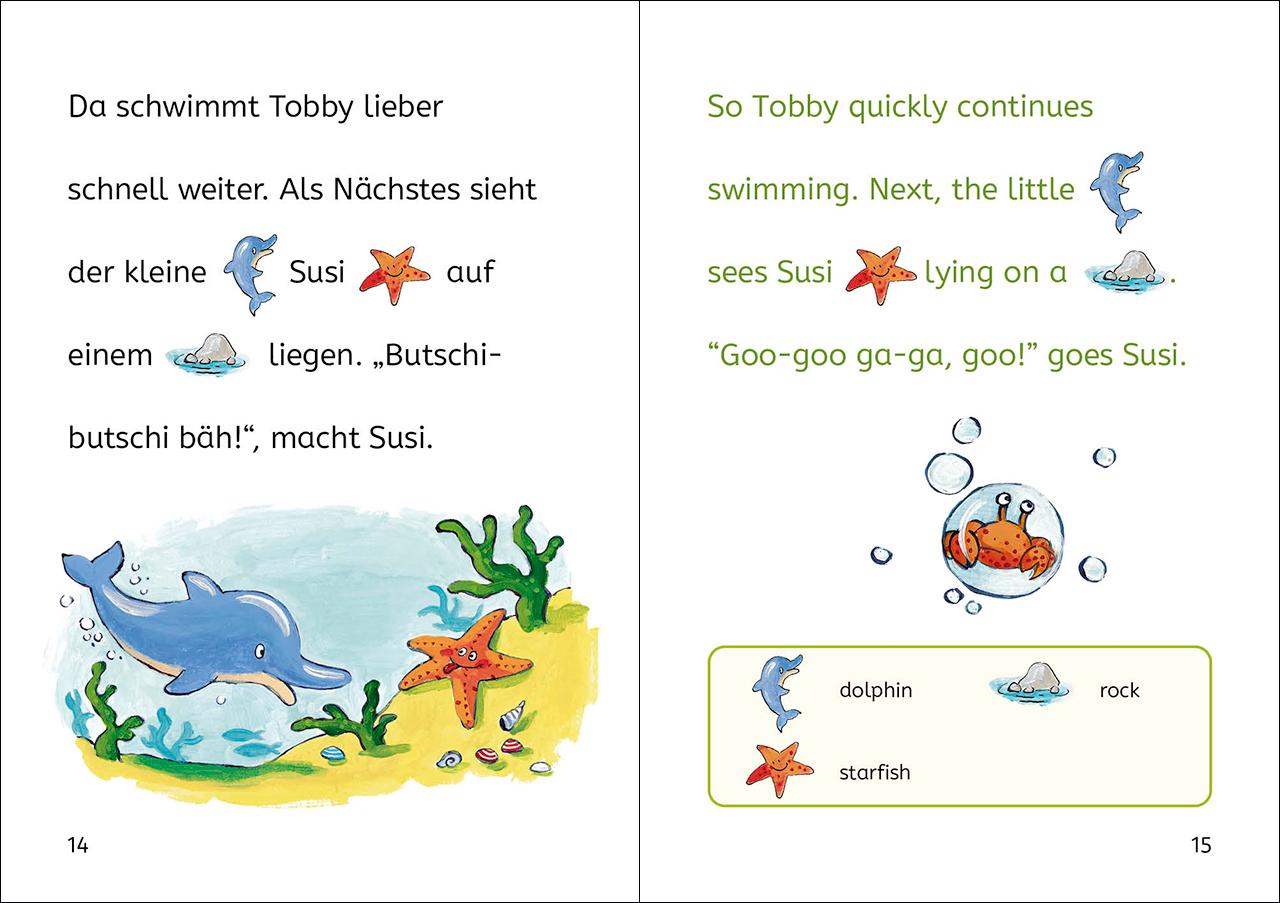 Beispielinhalt (Bild) Bildermaus - Mit Bildern Englisch lernen - Delfingeschichten - Dolphin Stories