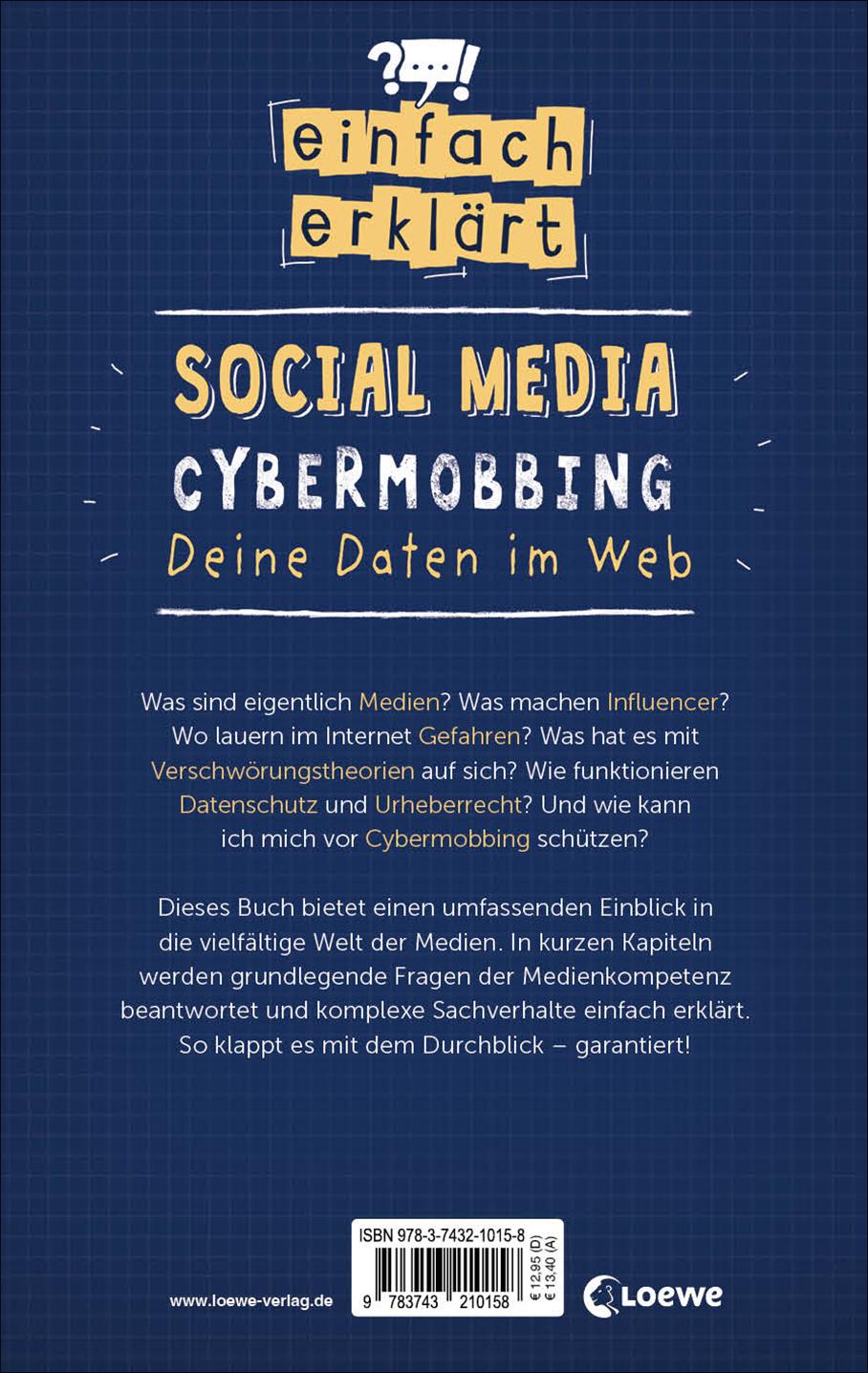 Rückseitencover Einfach erklärt - Social Media - Cybermobbing - Deine Daten im Web
