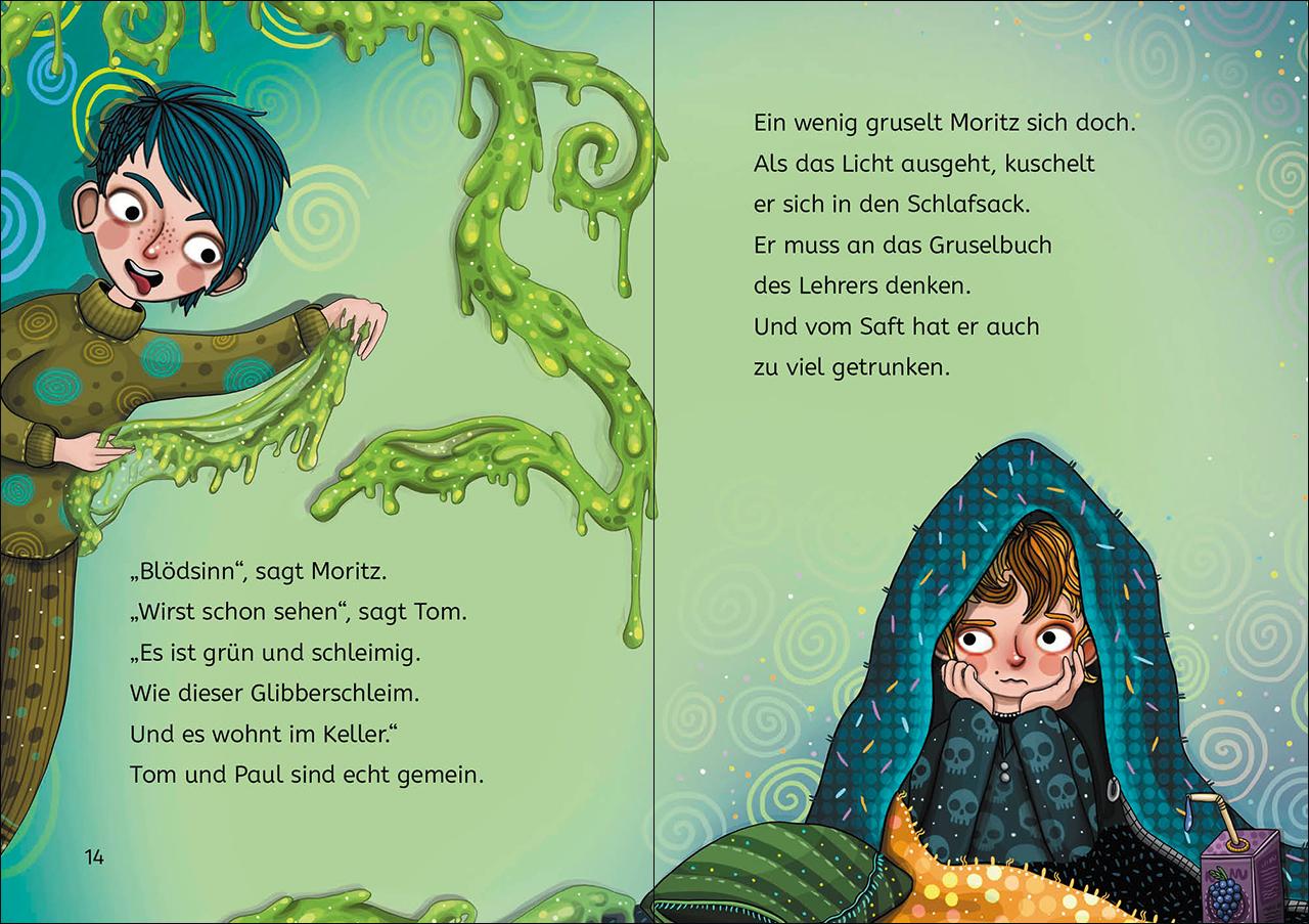 Beispielinhalt (Bild) Leselöwen 2. Klasse - Schleim-Alarm im Schulkeller