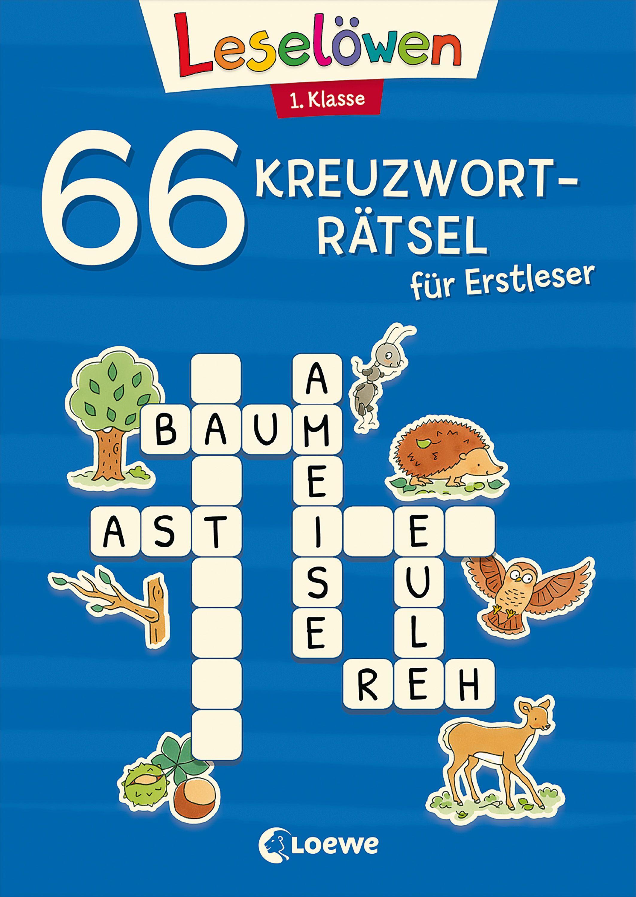 Vorderes Coverbild 66 Kreuzworträtsel für Erstleser - 1. Klasse (Blau)