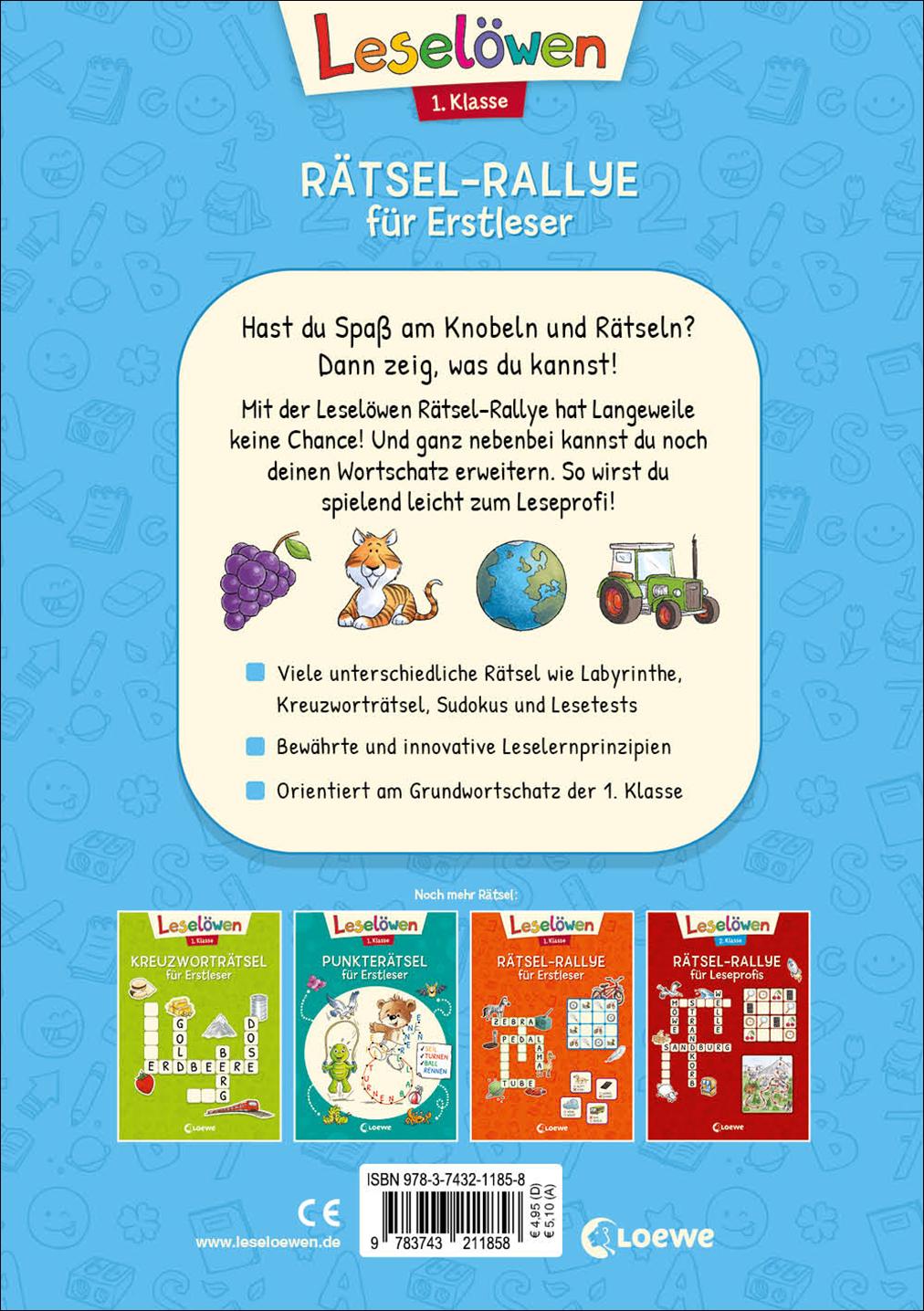 Rückseitencover Leselöwen Rätsel-Rallye für Erstleser - 1. Klasse (Hellblau)