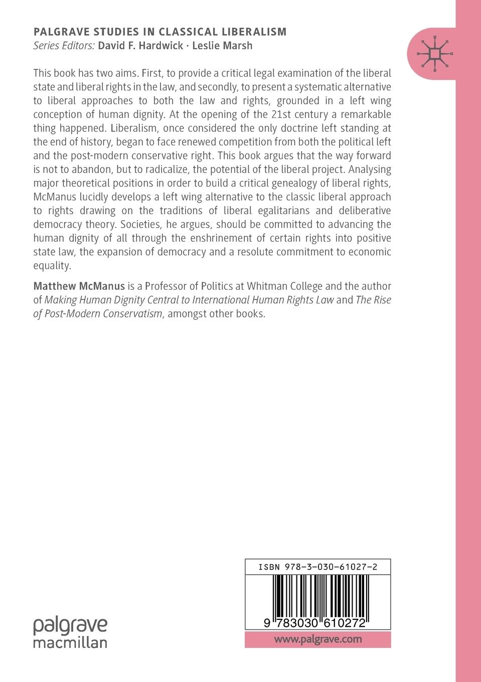 Rückseitencover A Critical Legal Examination of Liberalism and Liberal Rights