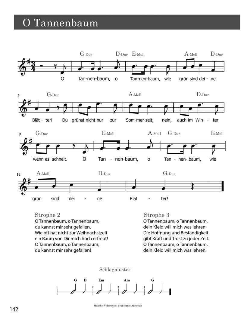 Beispielinhalt (Bild) Liederbuch Gitarre Lernen XXL - Gitarrenschule & Songbook in Einem, Pop & Rock Songs, Klassik Stücke, Evergreens, Kinderlieder, Weihnachtslieder