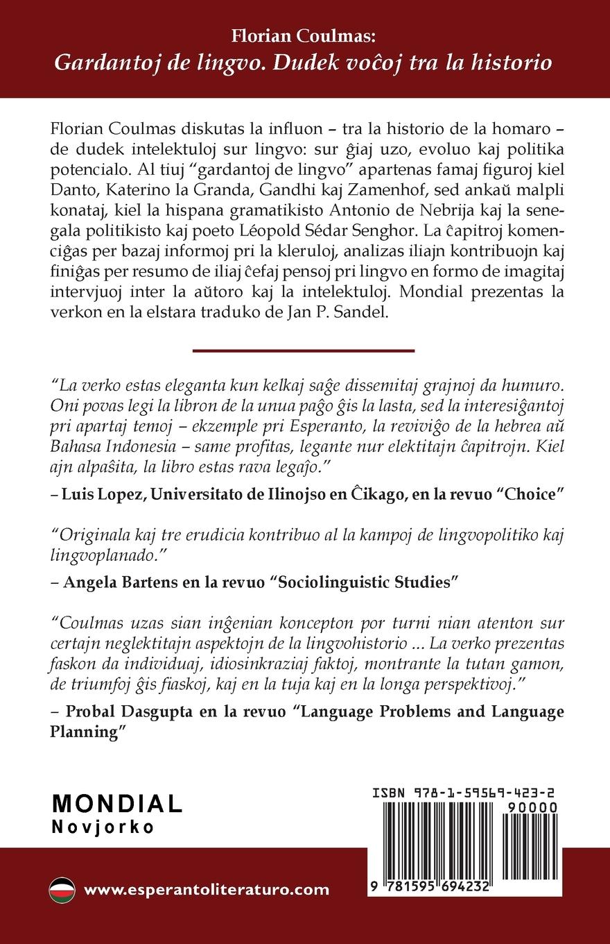 Rückseitencover Gardantoj de lingvo. Dudek vo¿oj tra la historio