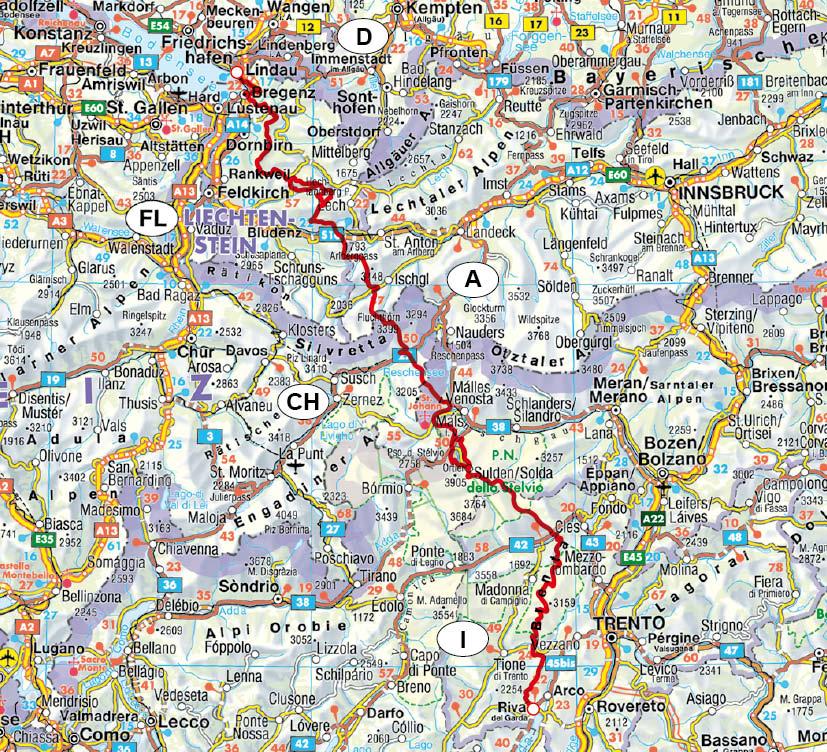 Beispielinhalt (Bild) Alpenüberquerung Bodensee - Gardasee