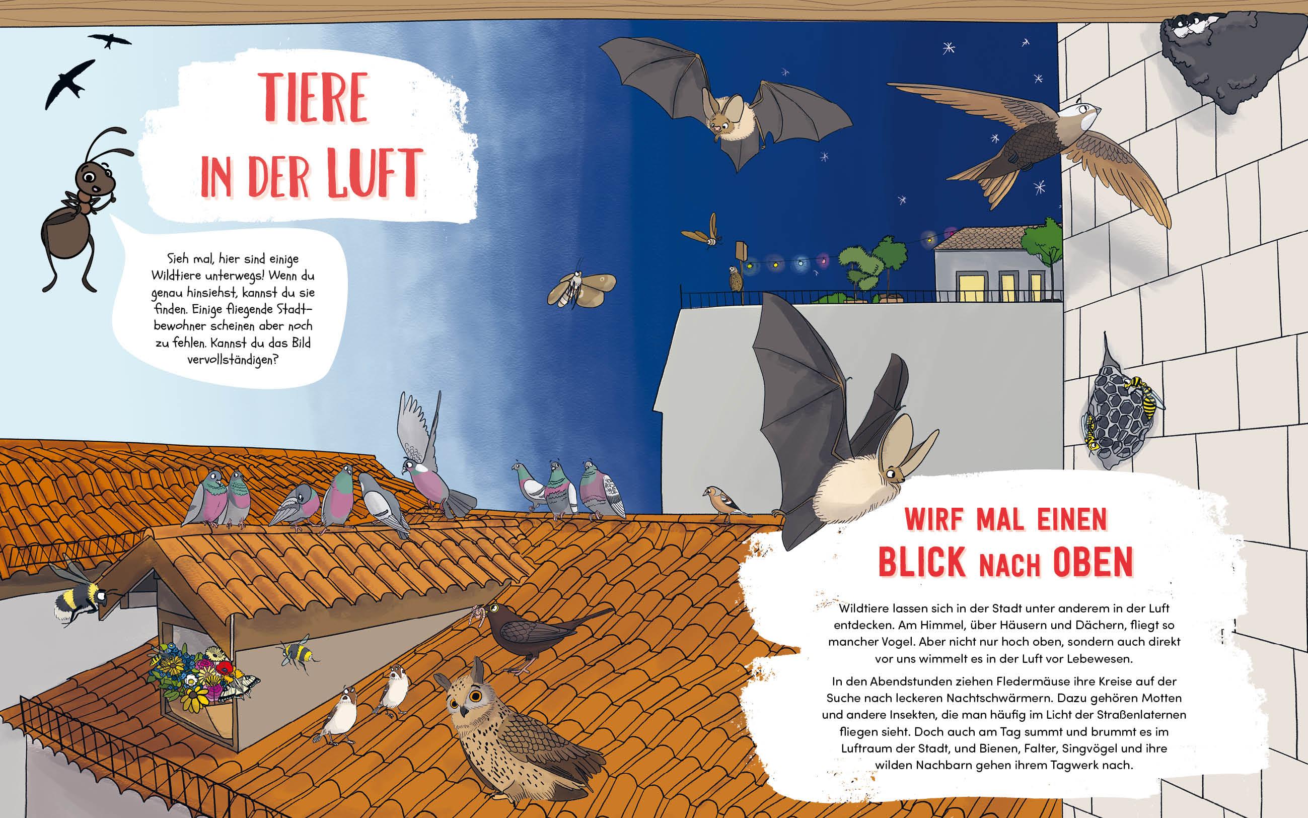 Beispielinhalt (Bild) Wilde Tiere in der Stadt - Das Natur-Mitmachbuch