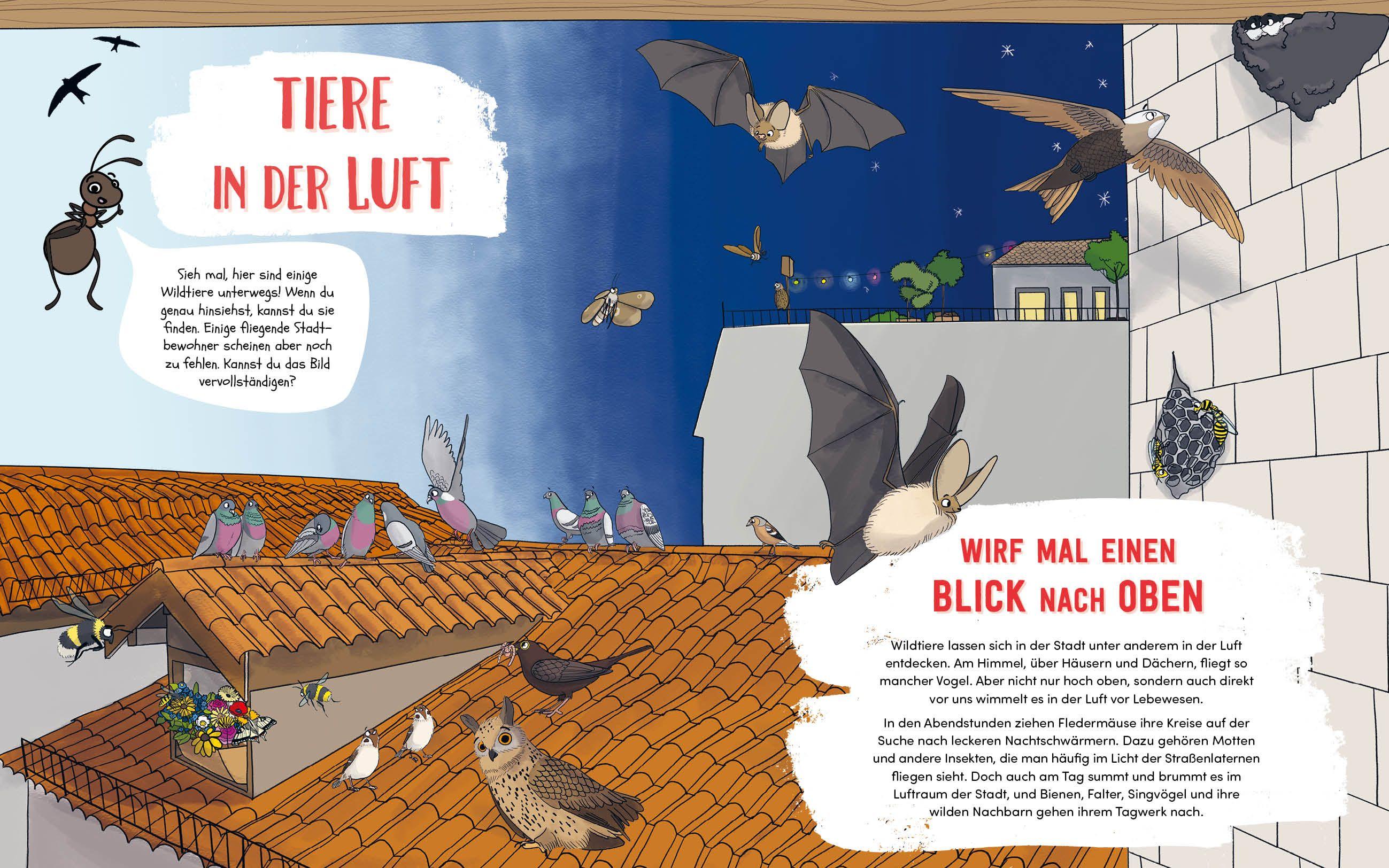 Beispielinhalt (Bild) Wilde Tiere in der Stadt - Das Natur-Mitmachbuch