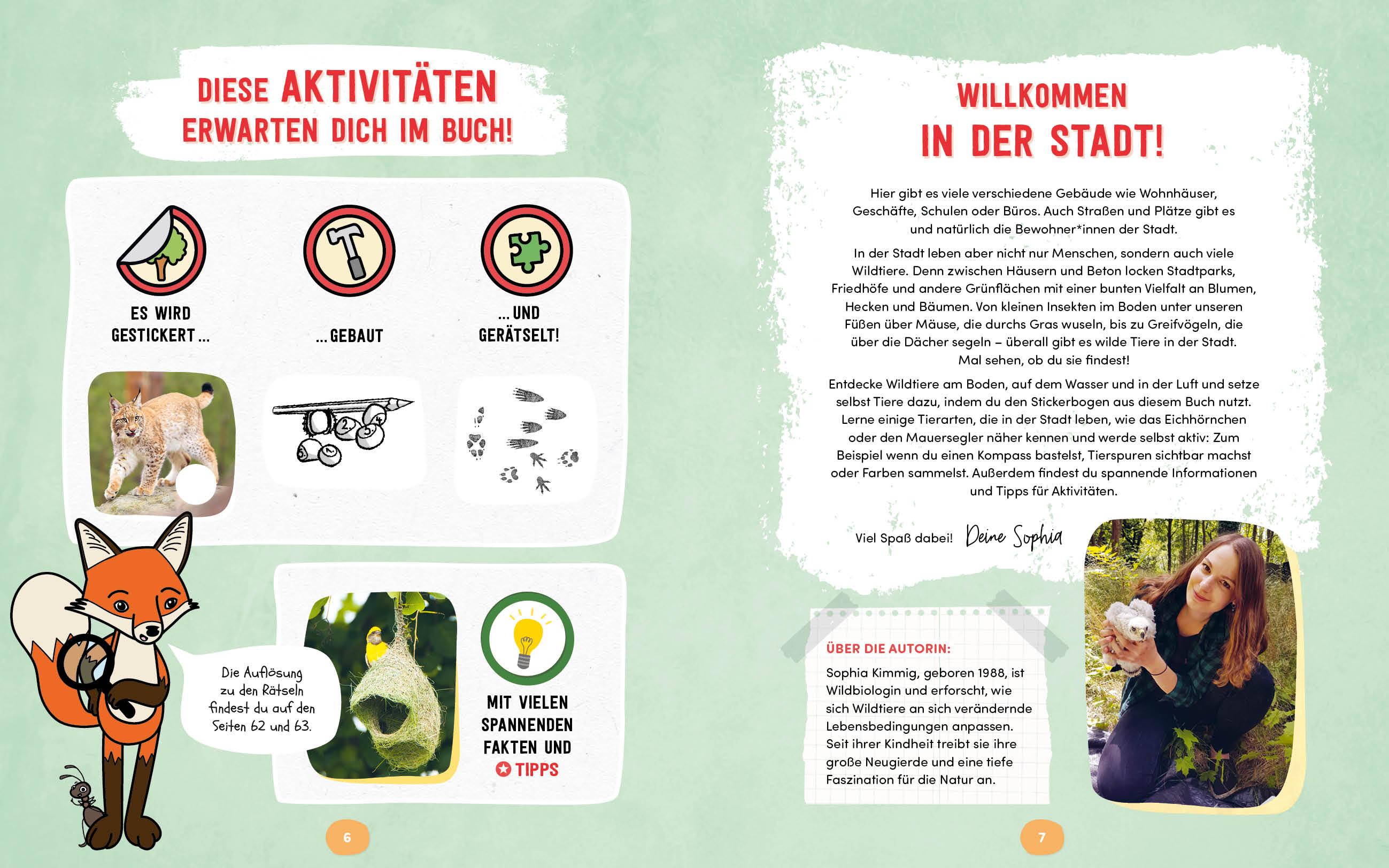 Beispielinhalt (Bild) Wilde Tiere in der Stadt - Das Natur-Mitmachbuch