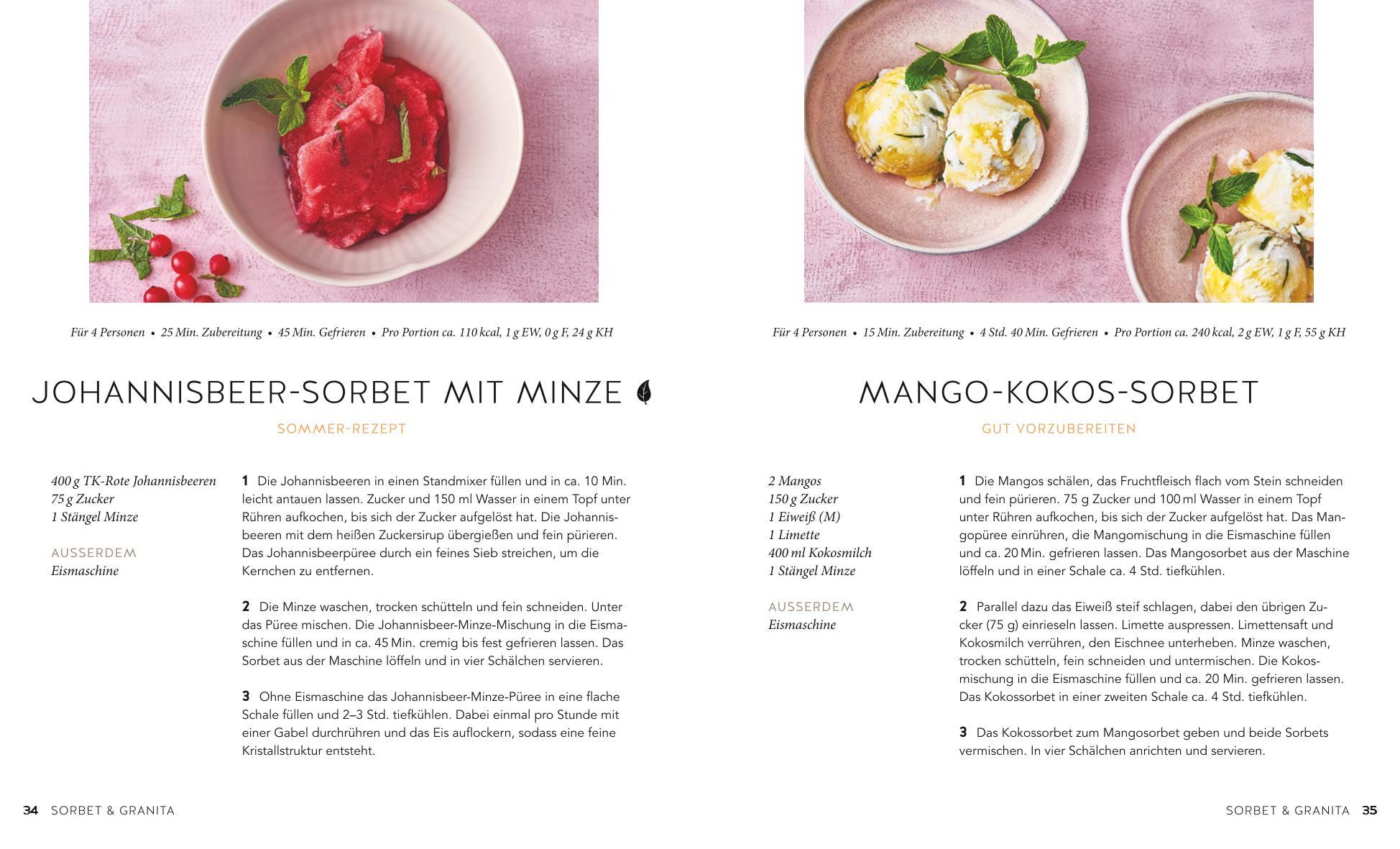 Beispielinhalt (Bild) Eis, Sorbets & Frozen Joghurts
