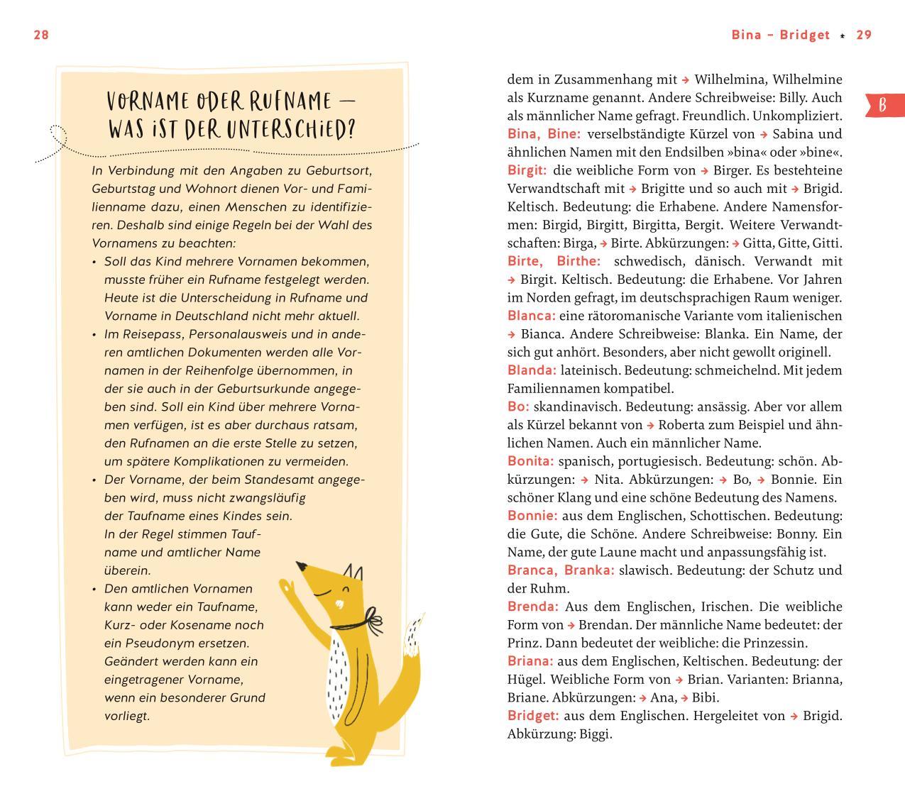 Beispielinhalt (Bild) Vornamen