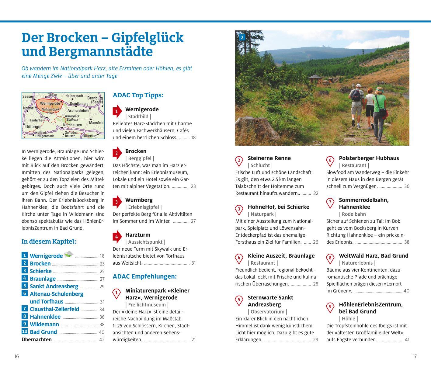 Beispielinhalt (Bild) ADAC Reiseführer Harz