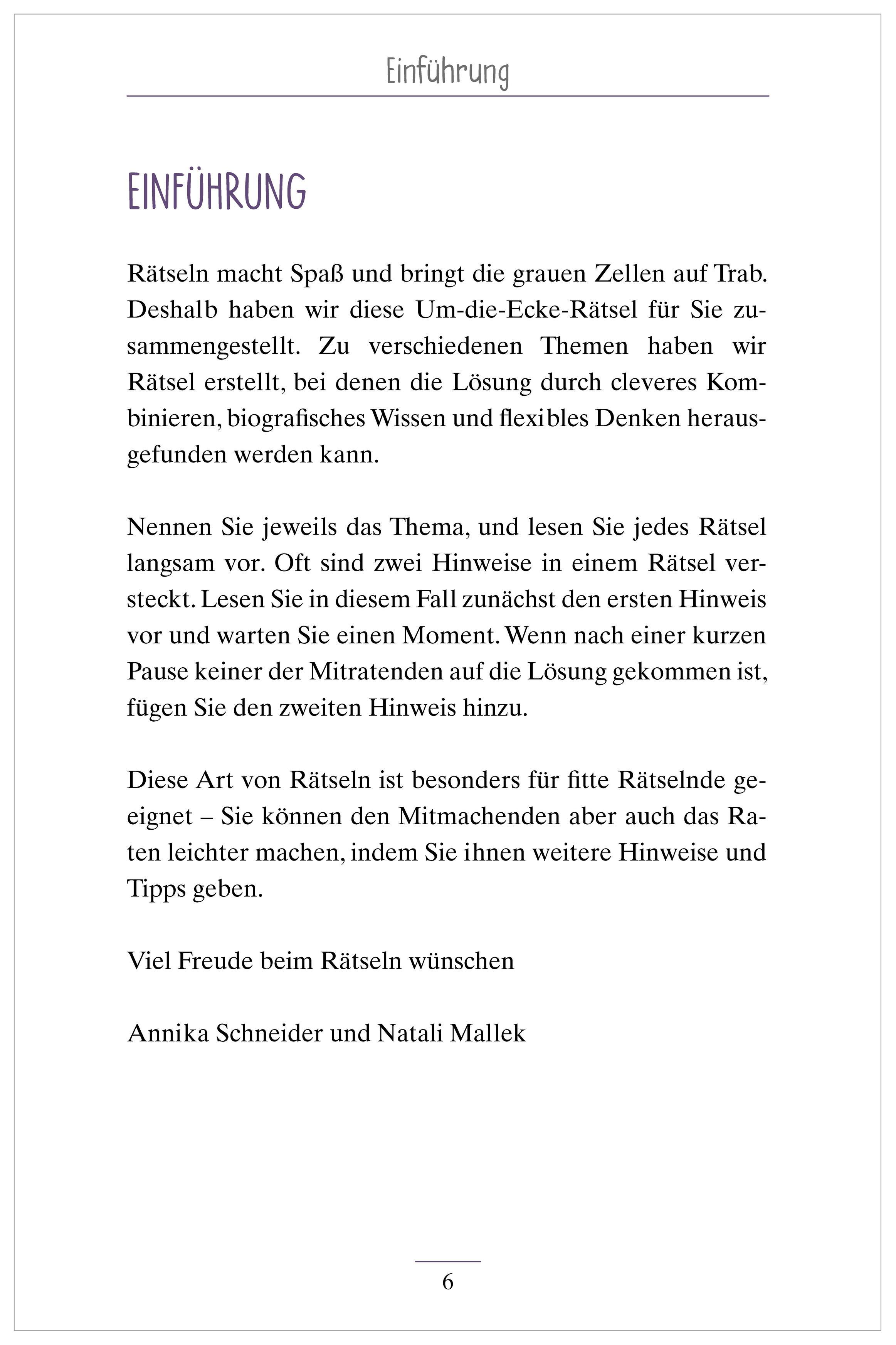 Beispielinhalt (Bild) Um die Ecke gedacht. Rätselgeschichten für Senioren