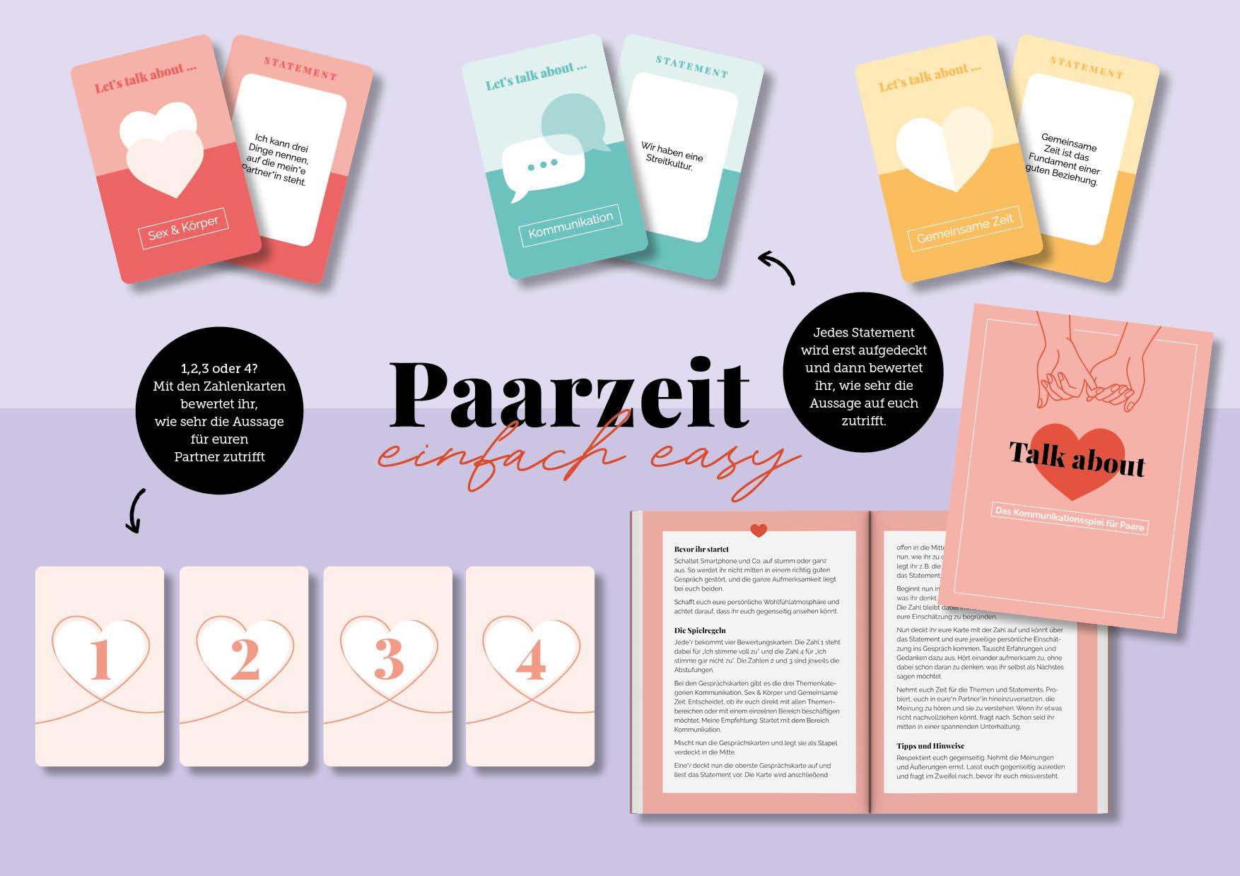 Beispielinhalt (Bild) Kartenspiel: Talk about - Das Kommunikationsspiel für Paare