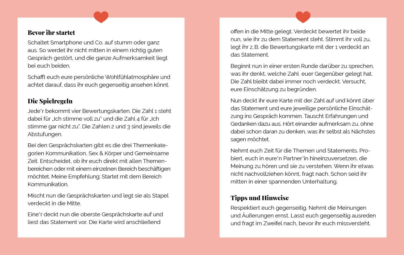 Beispielinhalt (Bild) Kartenspiel: Talk about - Das Kommunikationsspiel für Paare