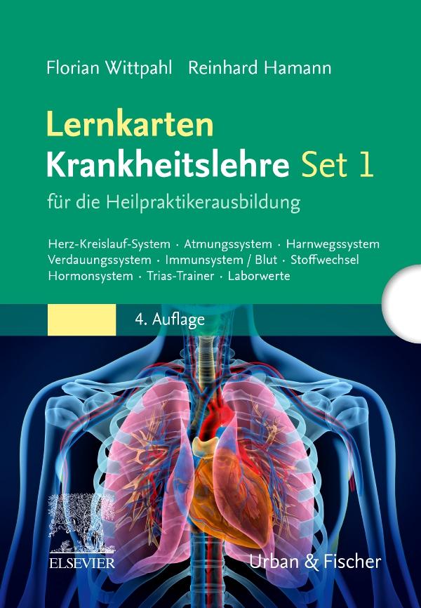 Vorderes Coverbild Lernkarten Krankheitslehre Set 1 für die Heilpraktikerausbildung