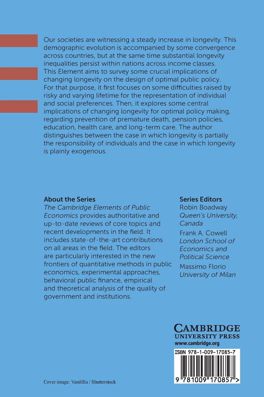 Rückseitencover The Public Economics of Changing Longevity