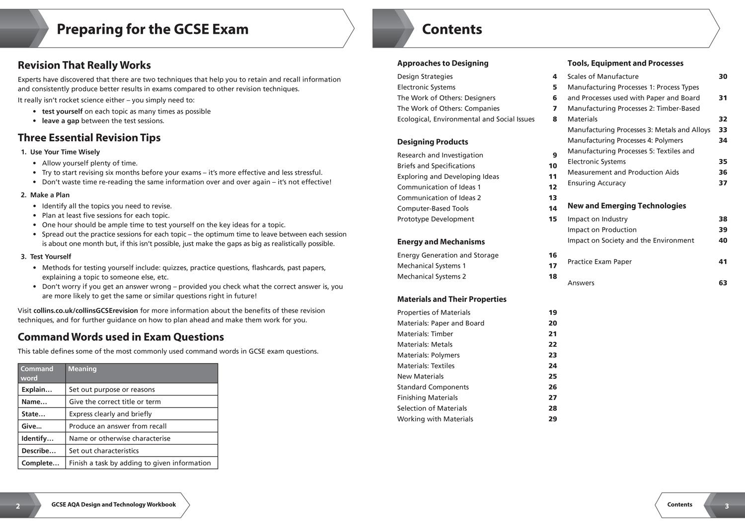 Beispielinhalt (Bild) Aqa GCSE 9-1 Design & Technology Workbook