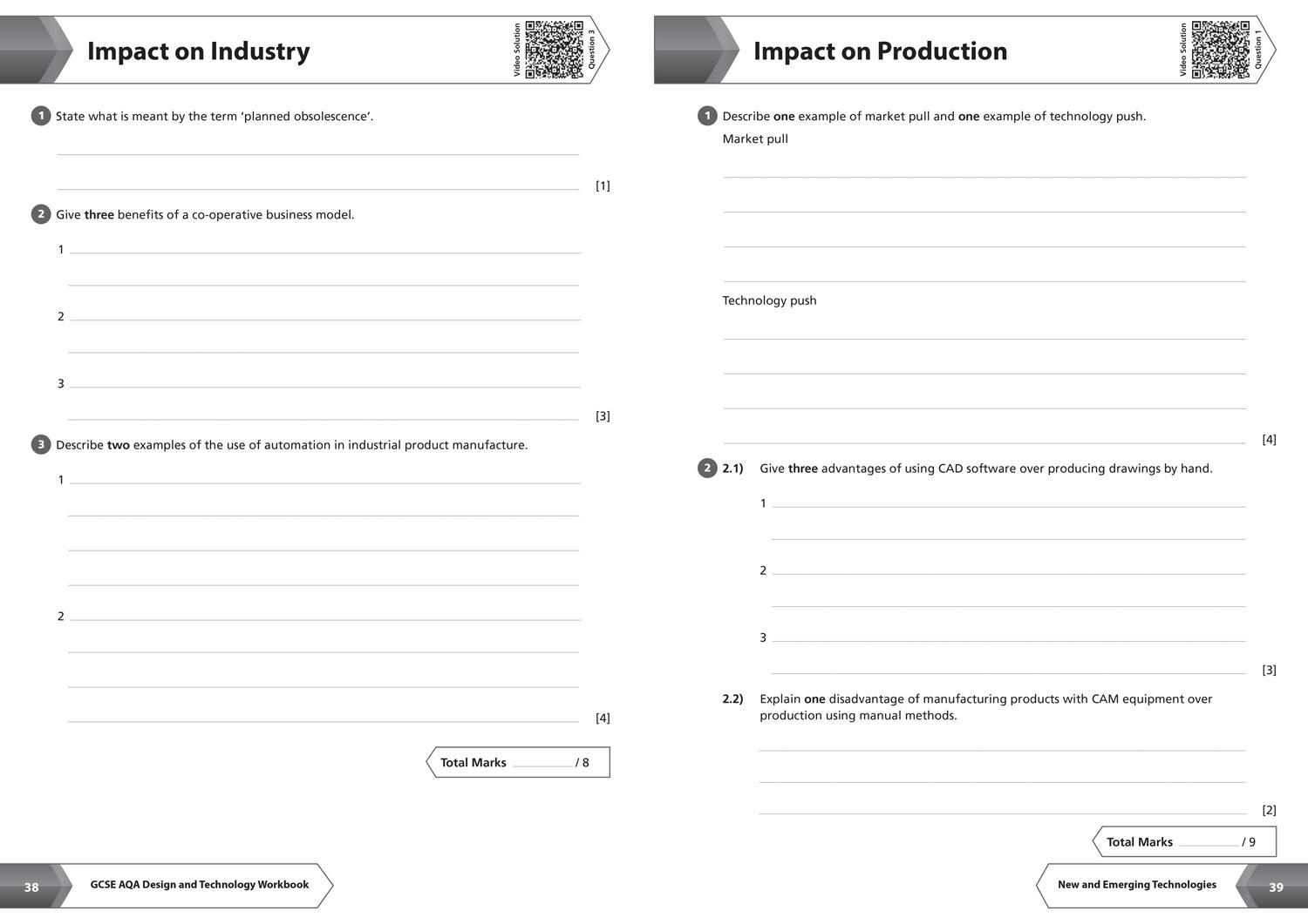 Beispielinhalt (Bild) Aqa GCSE 9-1 Design & Technology Workbook