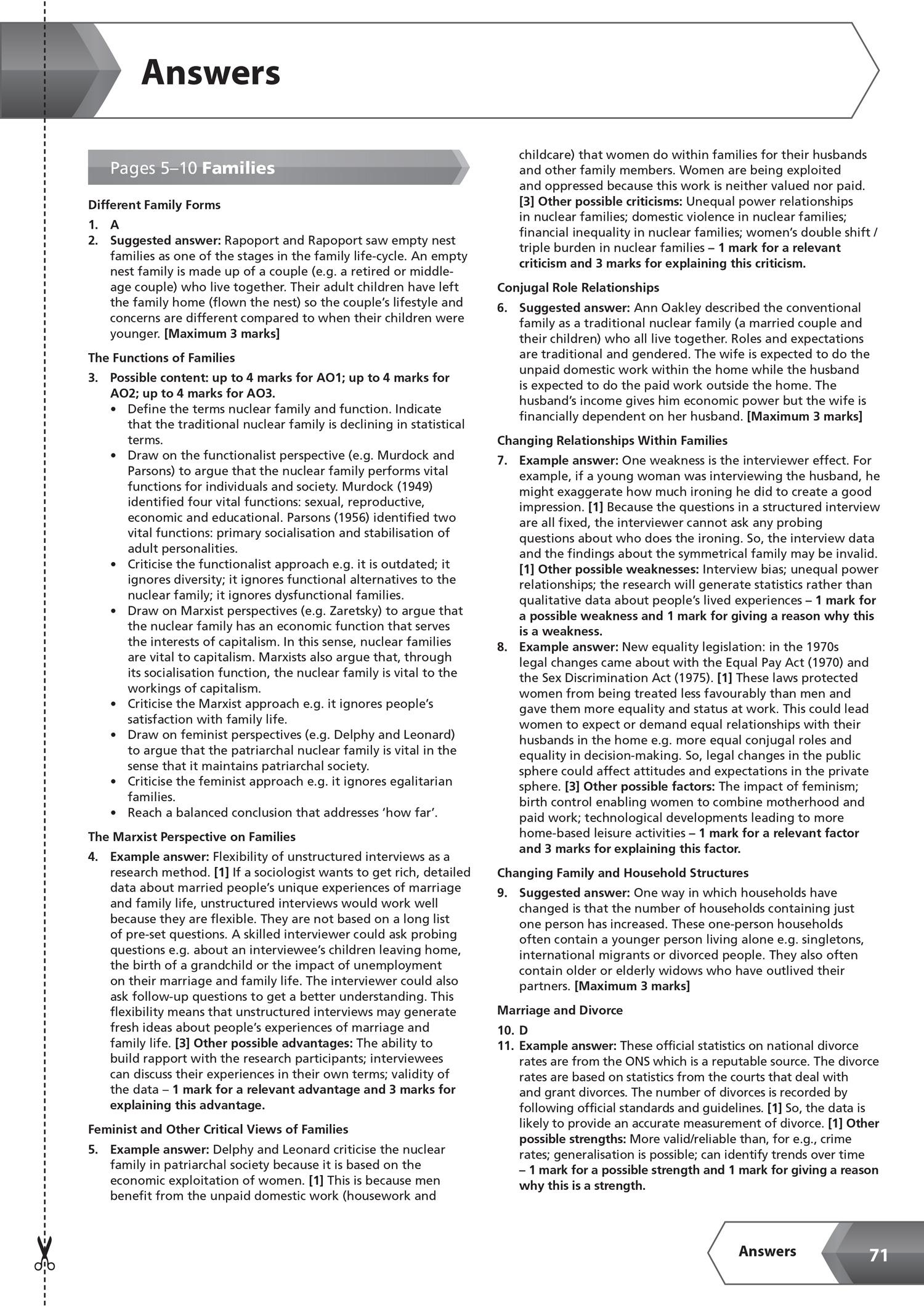 Beispielinhalt (Bild) Aqa GCSE 9-1 Sociology Workbook