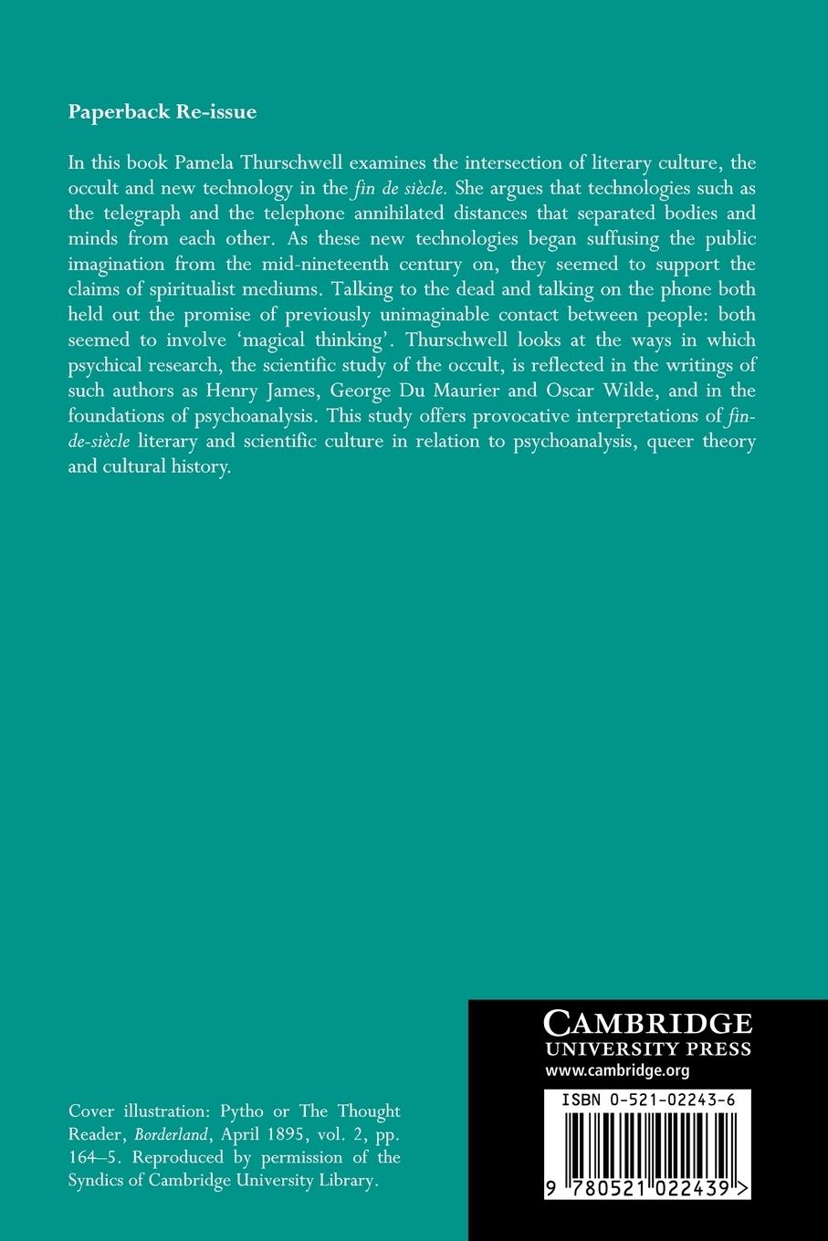 Rückseitencover Literature, Technology and Magical Thinking, 1880 1920