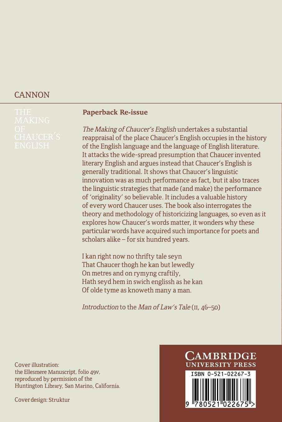 Rückseitencover The Making of Chaucer's English