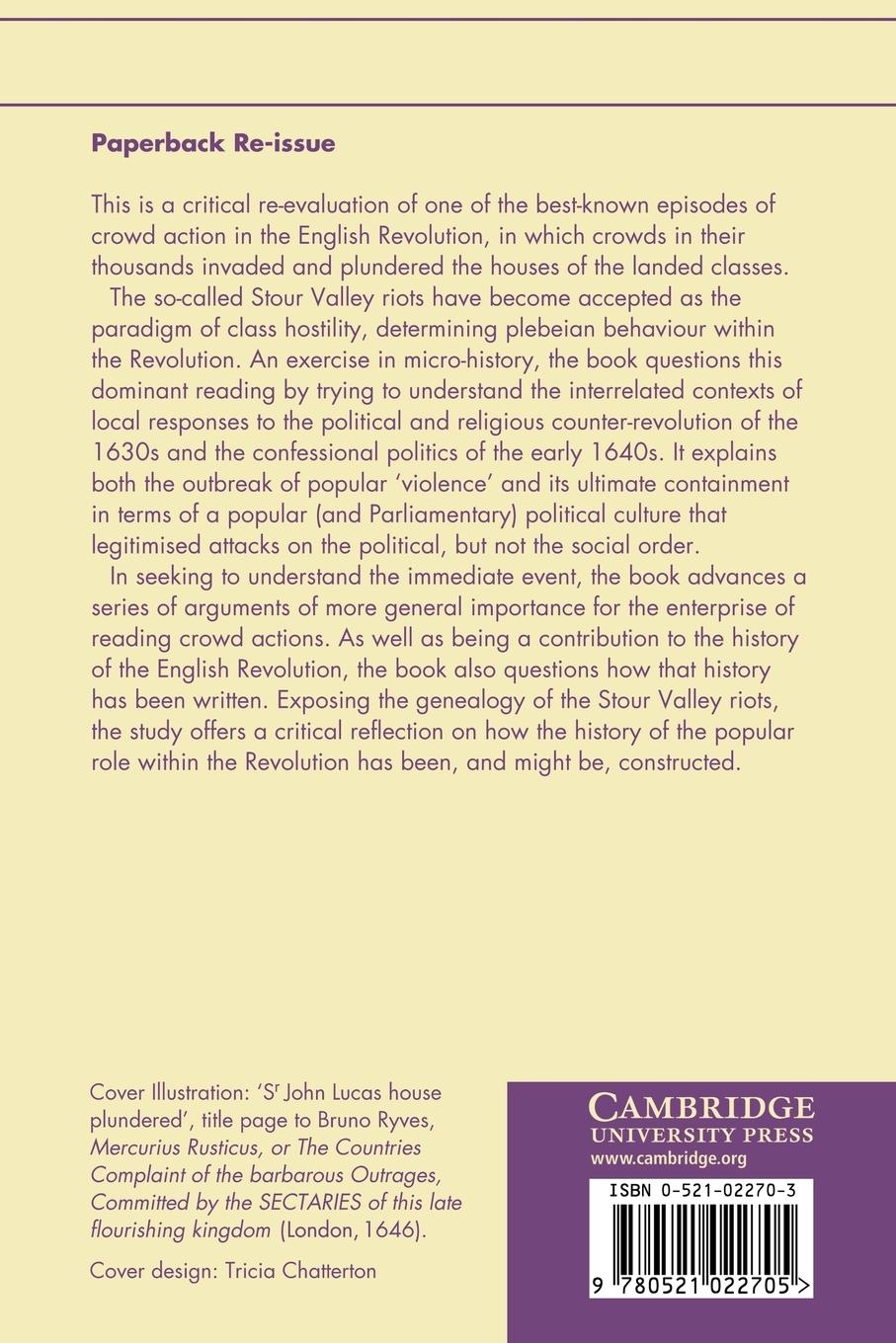 Rückseitencover Understanding Popular Violence in the English Revolution