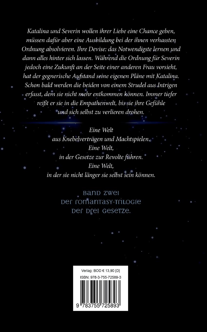 Rückseitencover Das zweite Gesetz der Gefühle (Romantasy-Trilogie, Band 2)