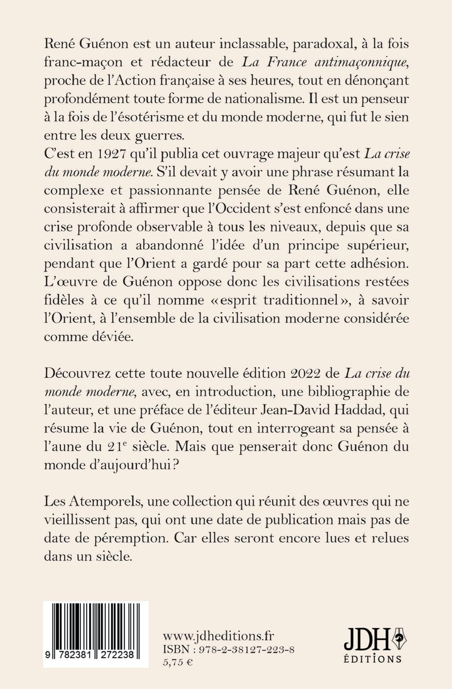 Rückseitencover La crise du monde moderne de René Guénon