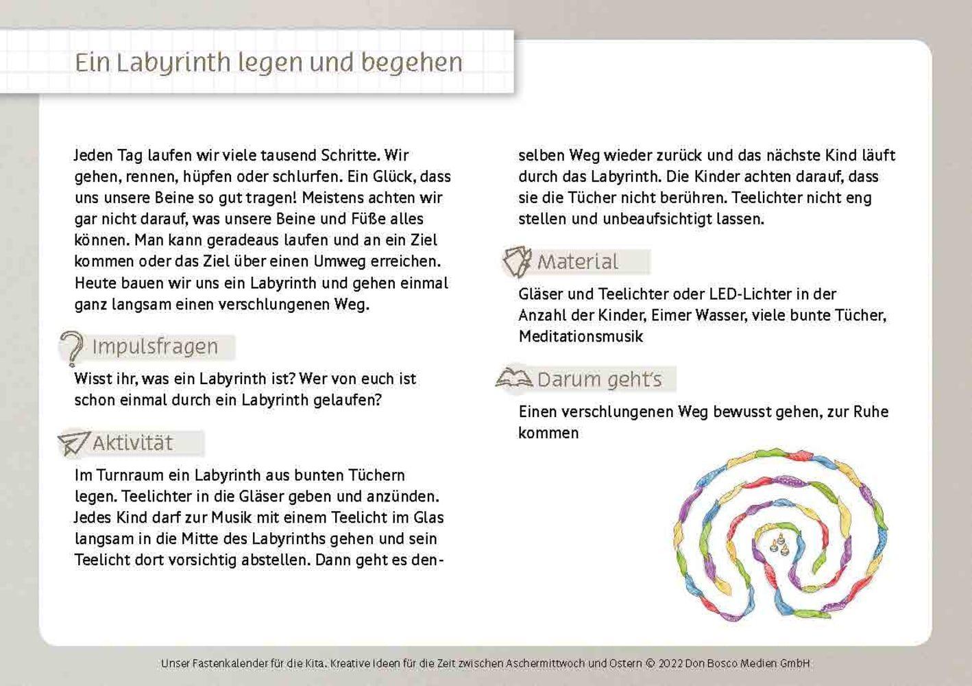 Beispielinhalt (Bild) Unser Fastenkalender für die Kita