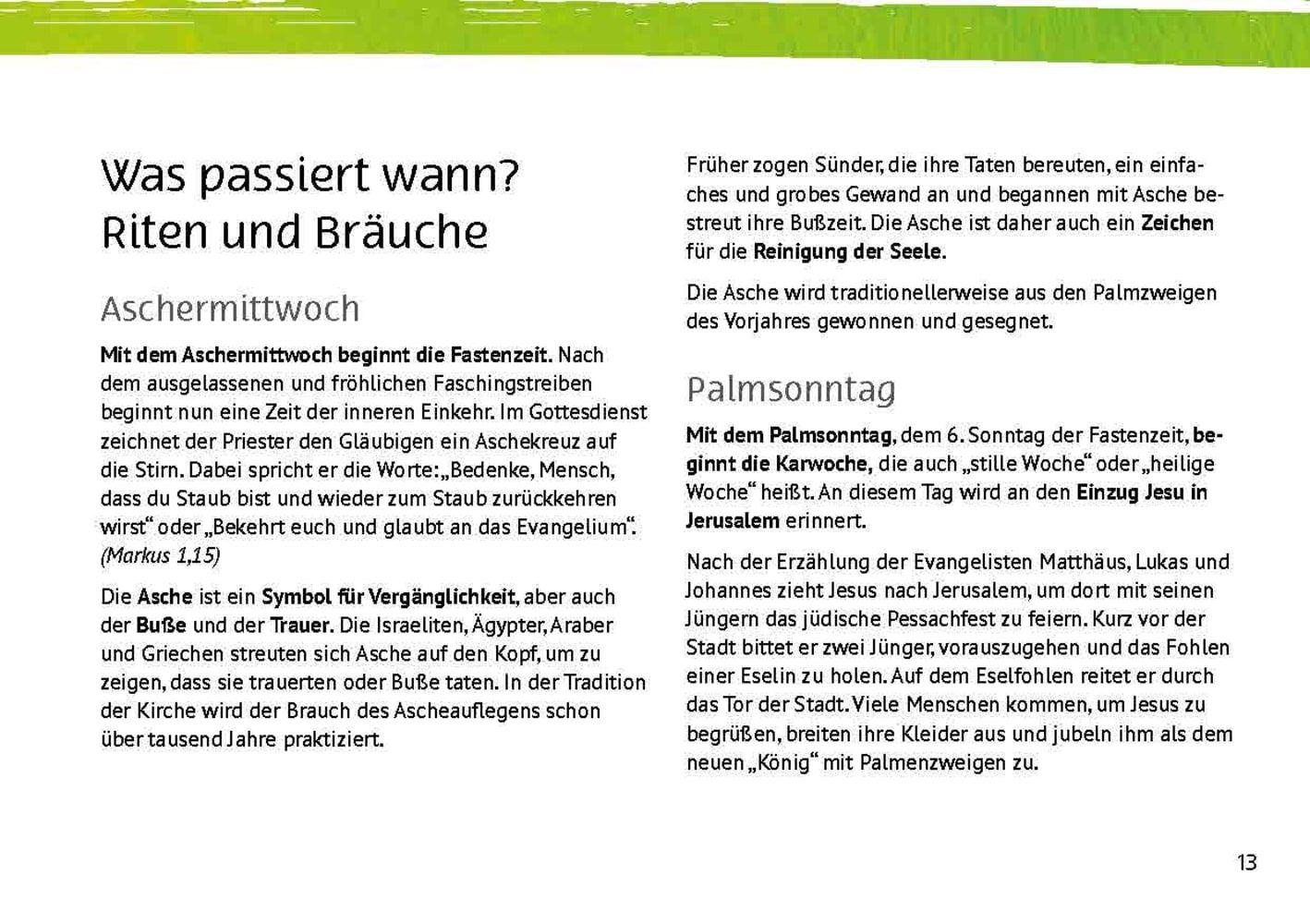 Beispielinhalt (Bild) Unser Fastenkalender für die Kita