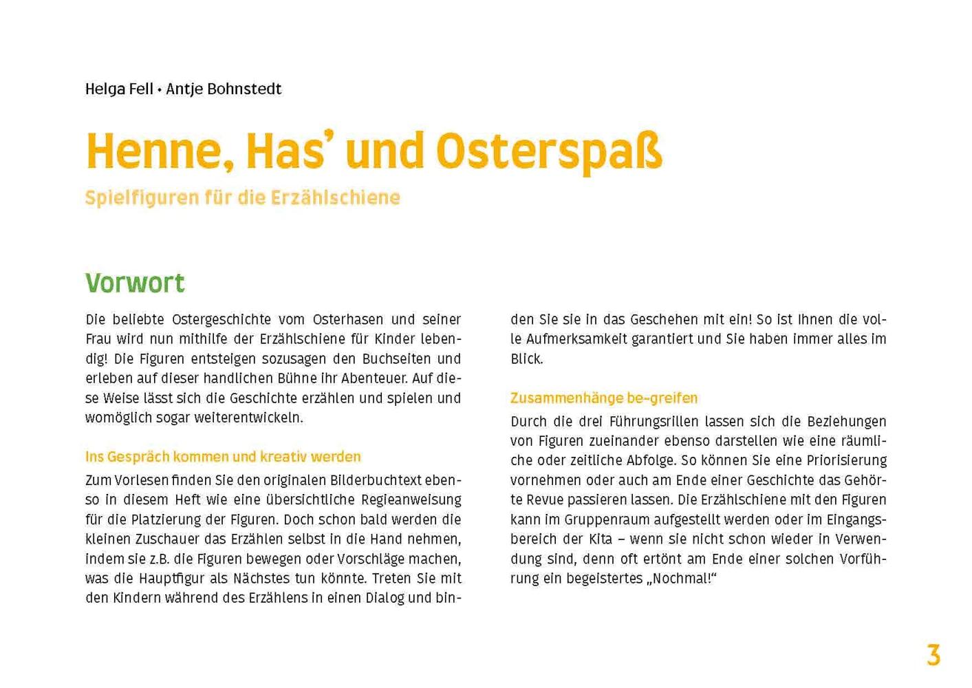 Beispielinhalt (Bild) Henne, Has' und Osterspaß. Erzählschienen-Figurenset