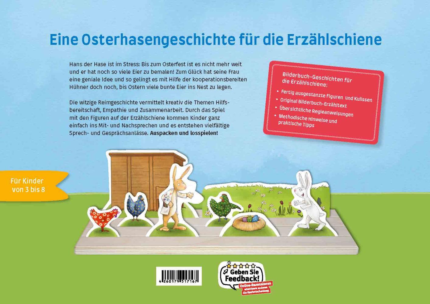 Beispielinhalt (Bild) Henne, Has' und Osterspaß. Erzählschienen-Figurenset