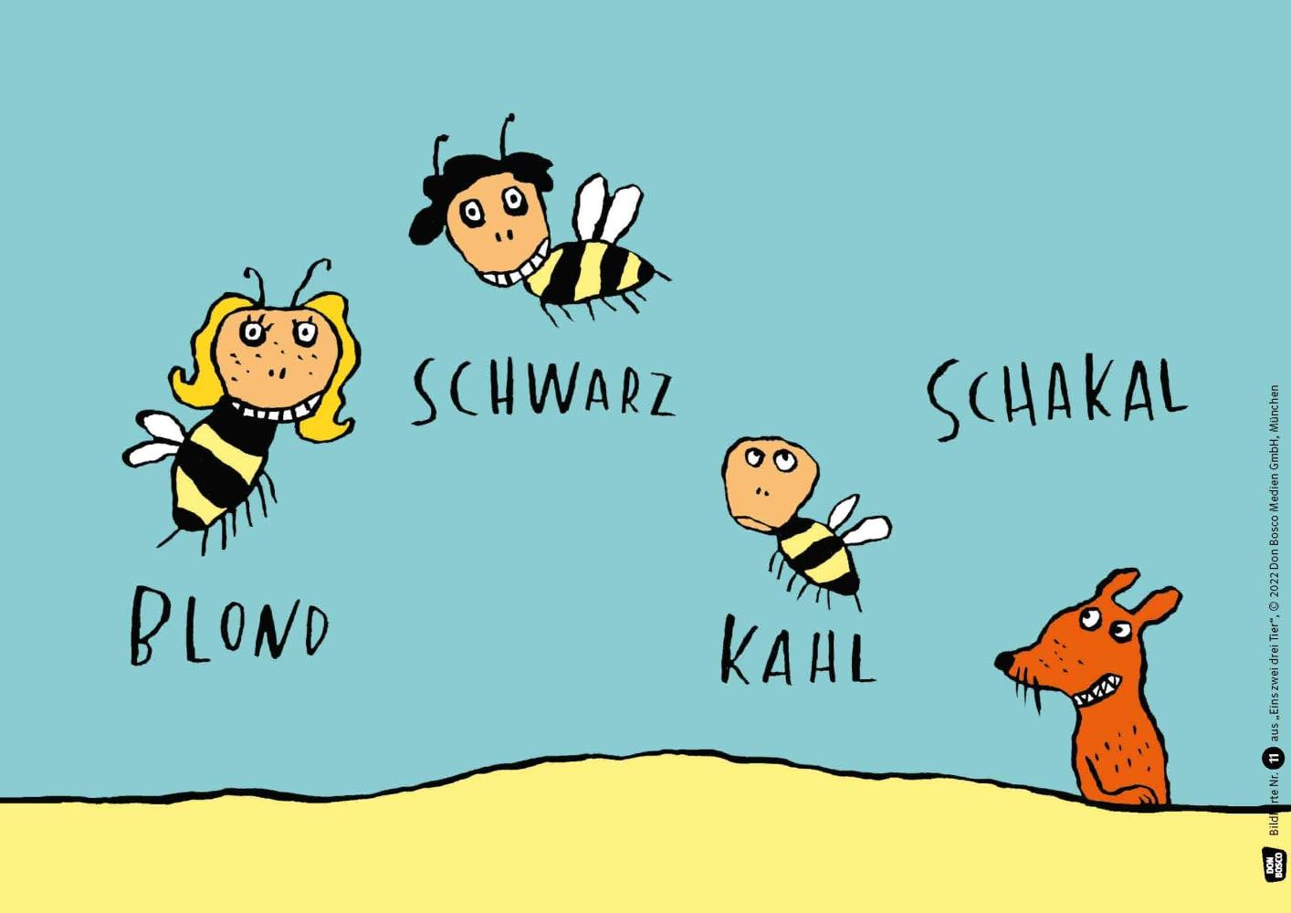 Beispielinhalt (Bild) Eins Zwei Drei Tier. Kamishibai Bildkartenset