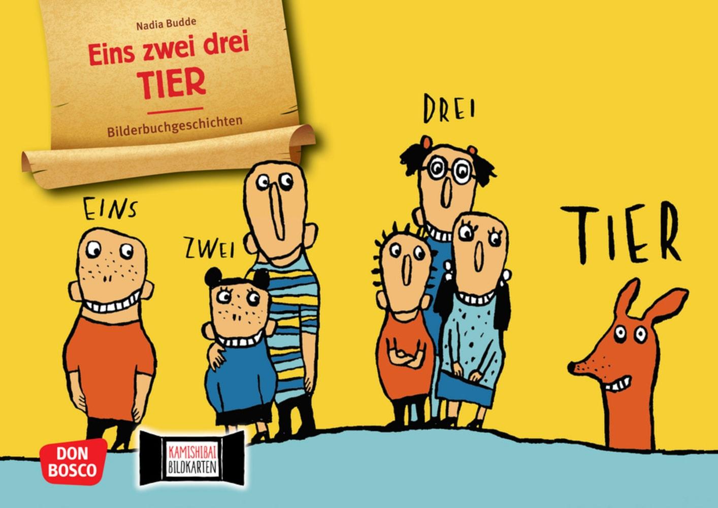 Vorderes Coverbild Eins Zwei Drei Tier. Kamishibai Bildkartenset