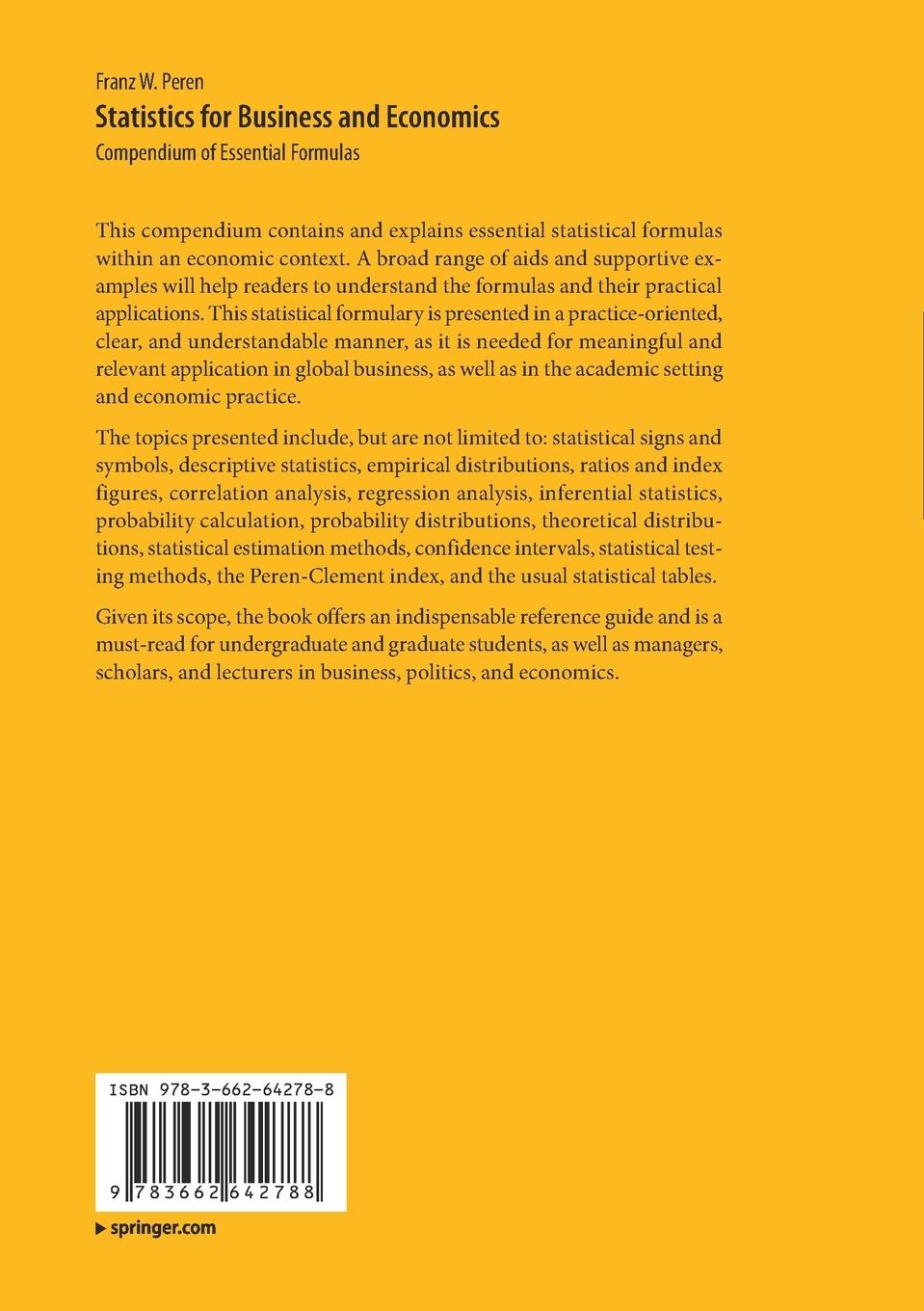 Rückseitencover Statistics for Business and Economics
