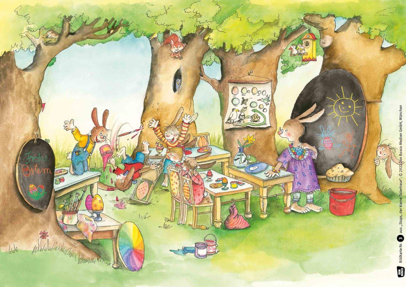 Beispielinhalt (Bild) Stups, der kleine Osterhase. Kamishibai Bildkartenset