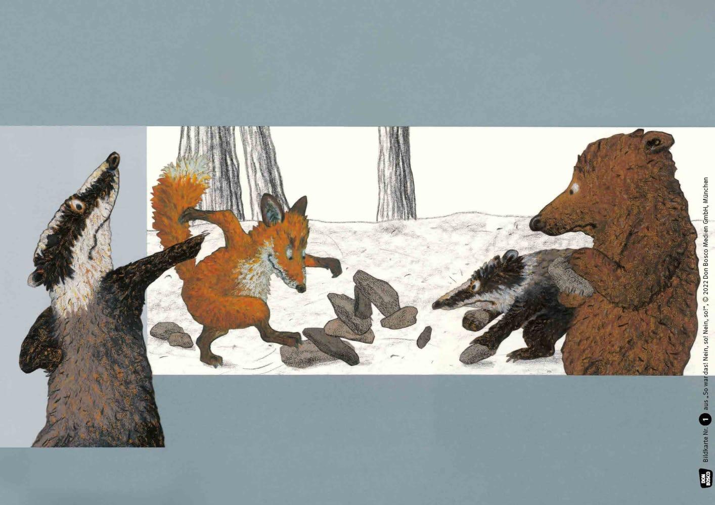 Beispielinhalt (Bild) So war das! Nein, so! Nein so! Kamishibai Bildkartenset