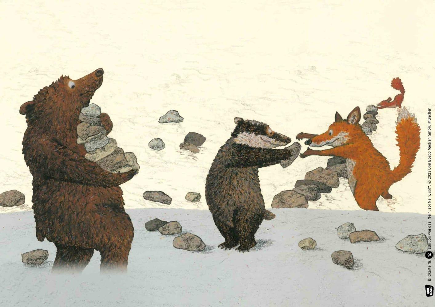 Beispielinhalt (Bild) So war das! Nein, so! Nein so! Kamishibai Bildkartenset