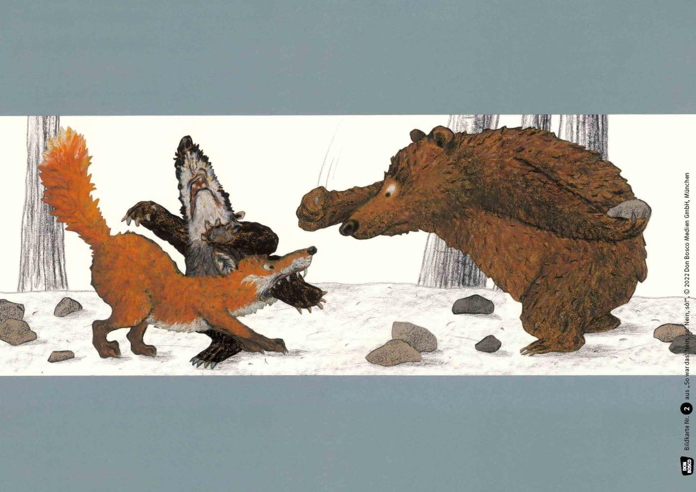 Beispielinhalt (Bild) So war das! Nein, so! Nein so! Kamishibai Bildkartenset