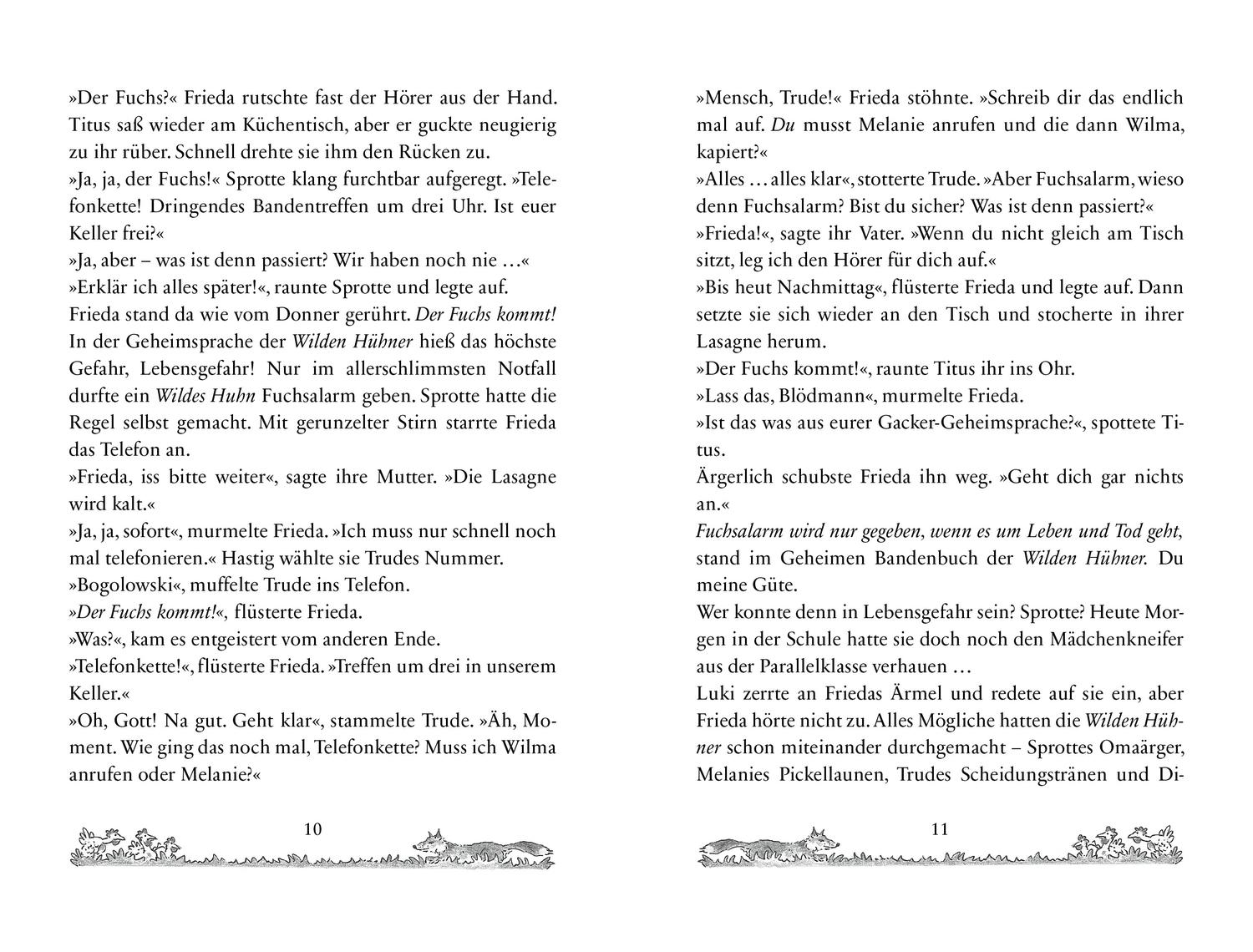 Beispielinhalt (Bild) Die Wilden Hühner 3. Fuchsalarm