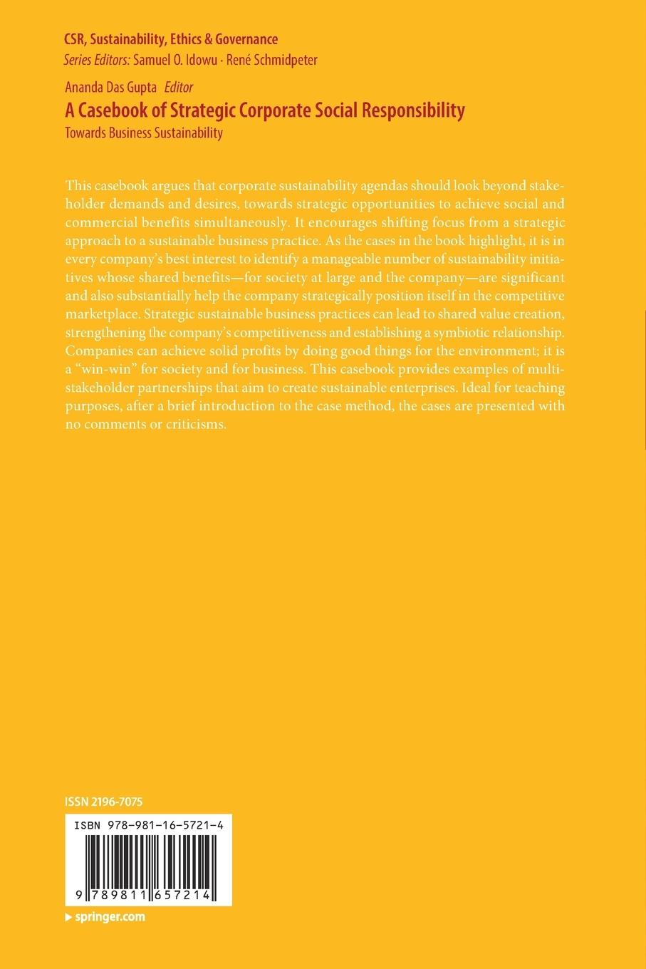 Rückseitencover A Casebook of Strategic Corporate Social Responsibility