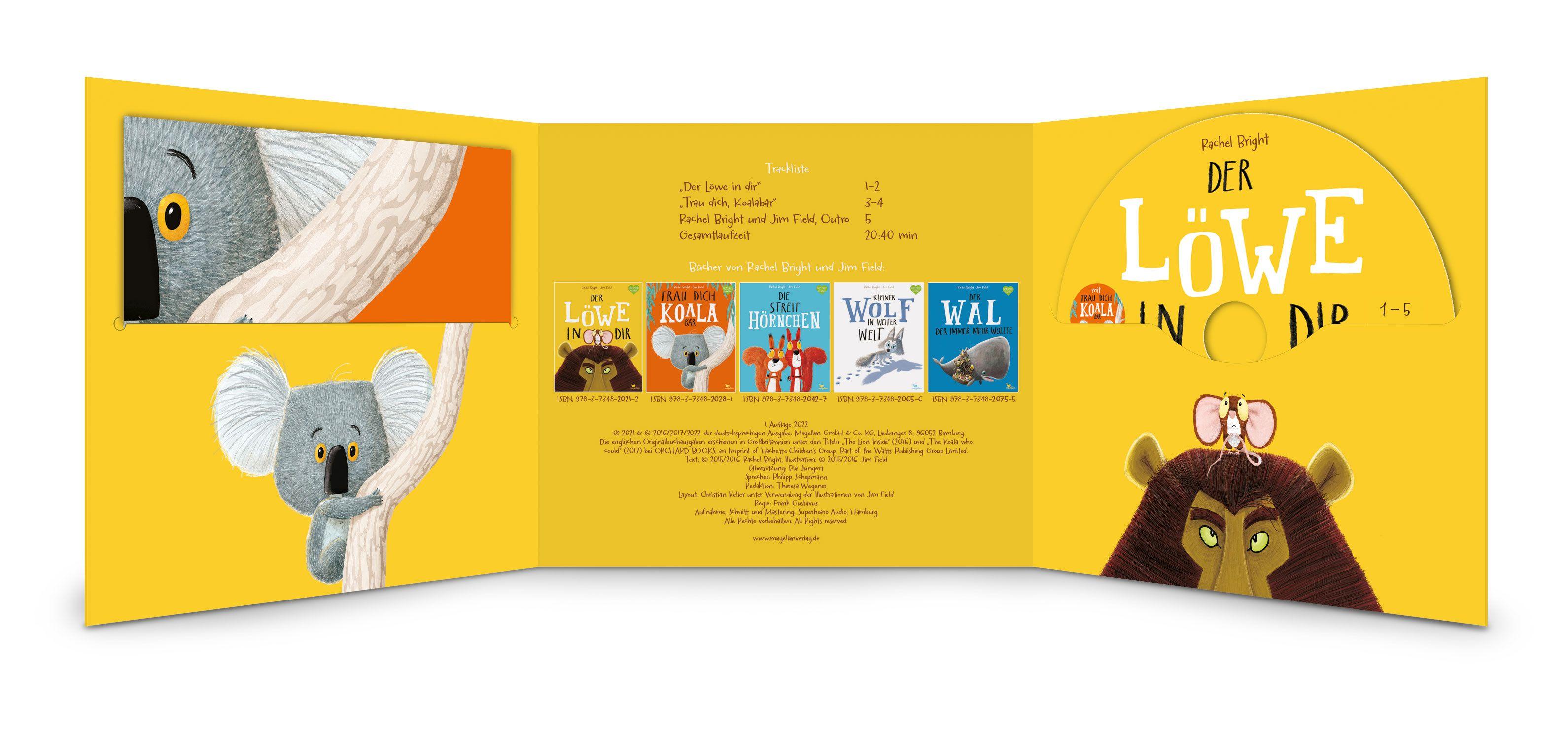 Beispielinhalt (Bild) "Der Löwe in dir" und "Trau dich, Koalabär" (Audio-CD)