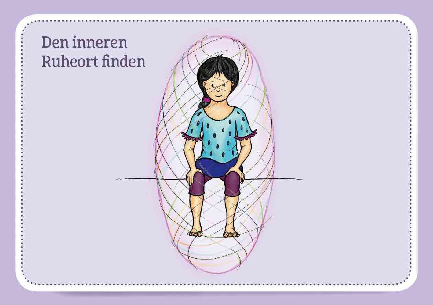 Beispielinhalt (Bild) Achtsamkeitsübungen für entspanntes Lernen. 30 Bildkarten für Kinder