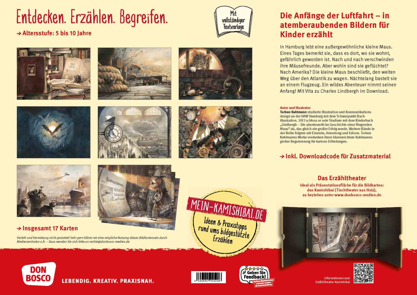 Beispielinhalt (Bild) Lindbergh: Die abenteuerliche Geschichte einer fliegenden Maus. Kamishibai Bildkartenset