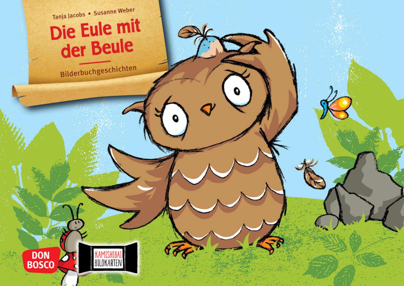 Vorderes Coverbild Die Eule mit der Beule. Kamishibai Bildkartenset