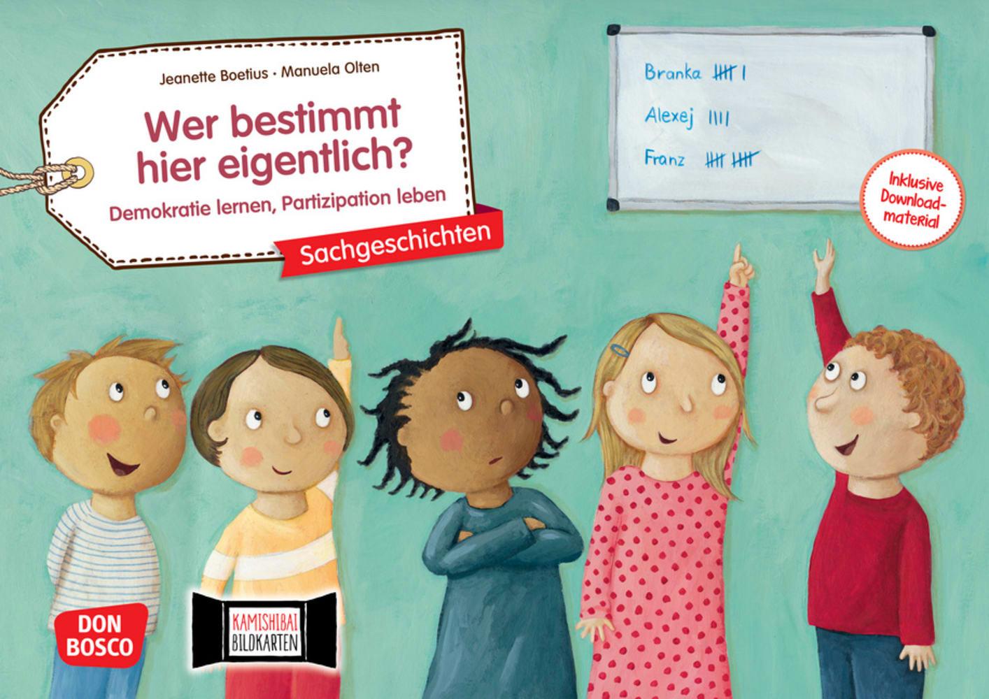 Vorderes Coverbild Wer bestimmt hier eigentlich? Demokratie lernen, Partizipation leben. Kamishibai Bildkartenset