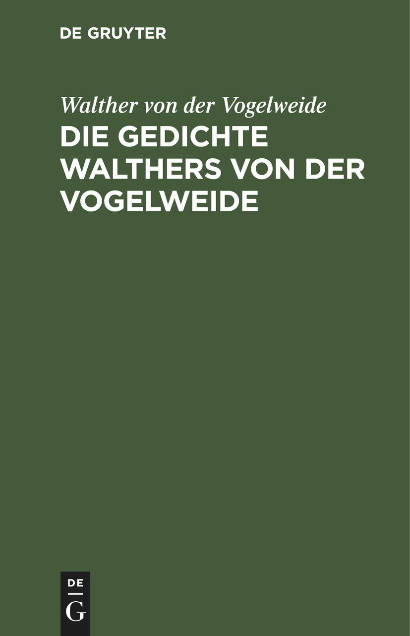 Vorderes Coverbild Die Gedichte Walthers von der Vogelweide
