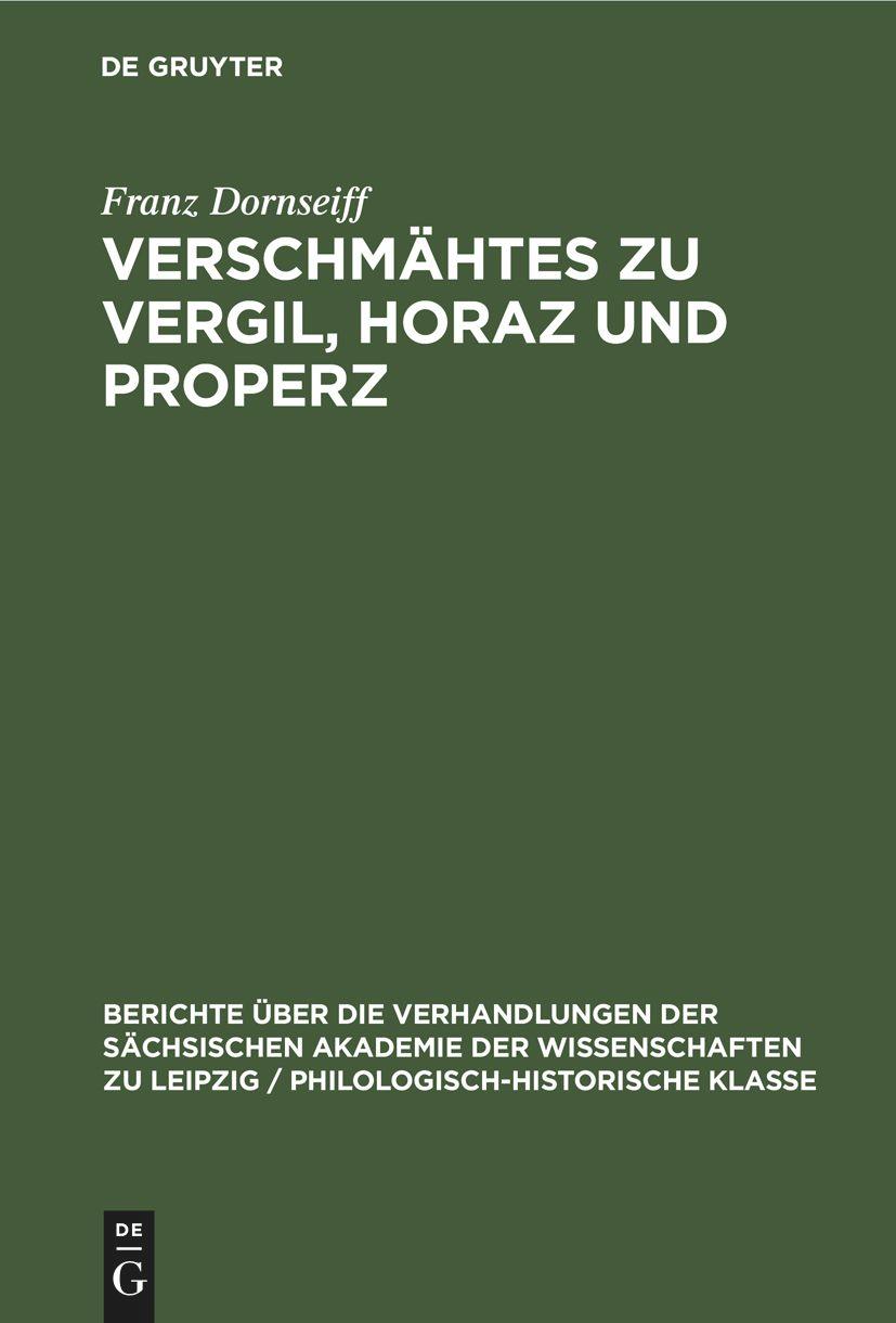 Vorderes Coverbild Verschmähtes zu Vergil, Horaz und Properz
