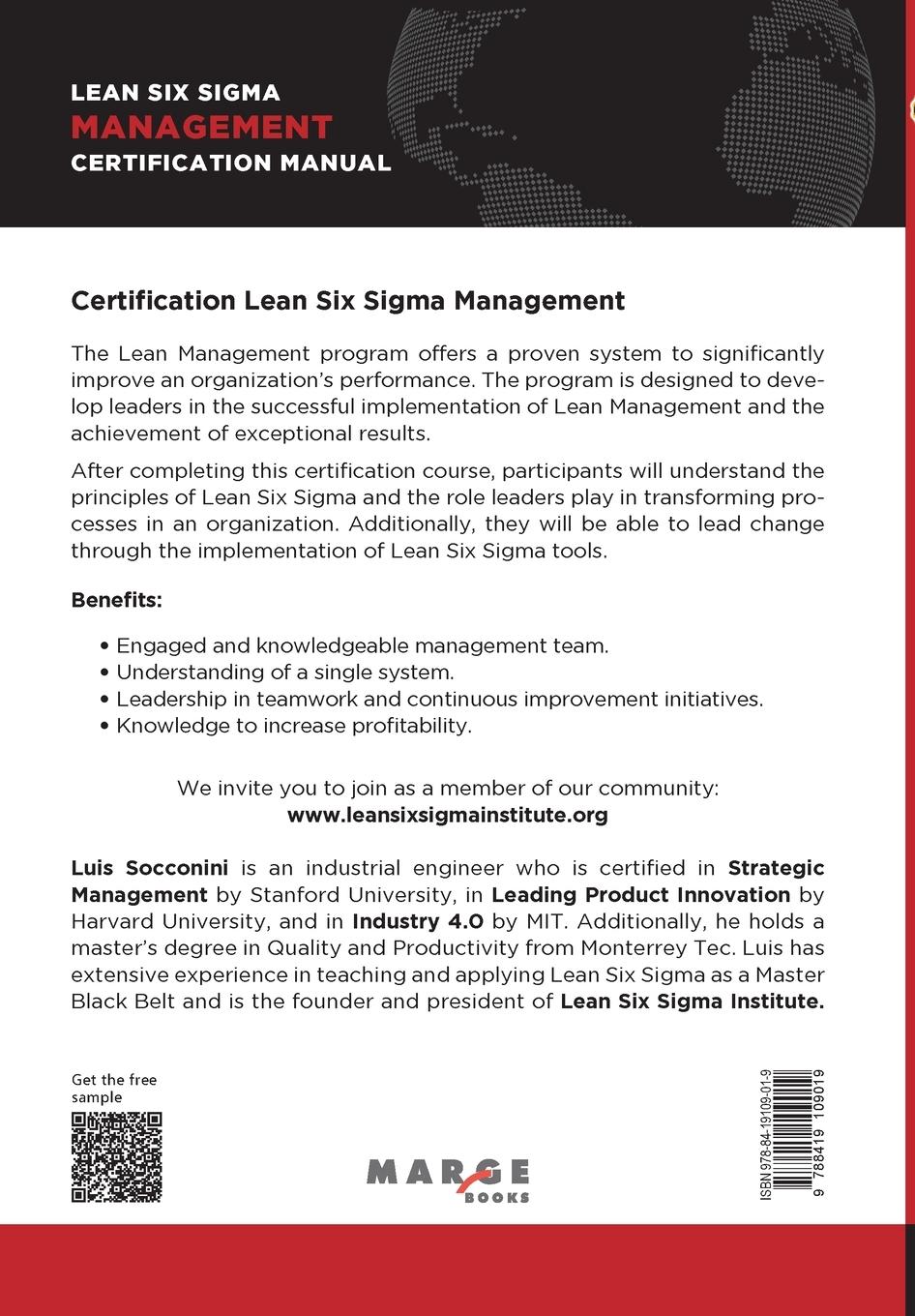 Rückseitencover Lean Six Sigma Management. Certification Manual